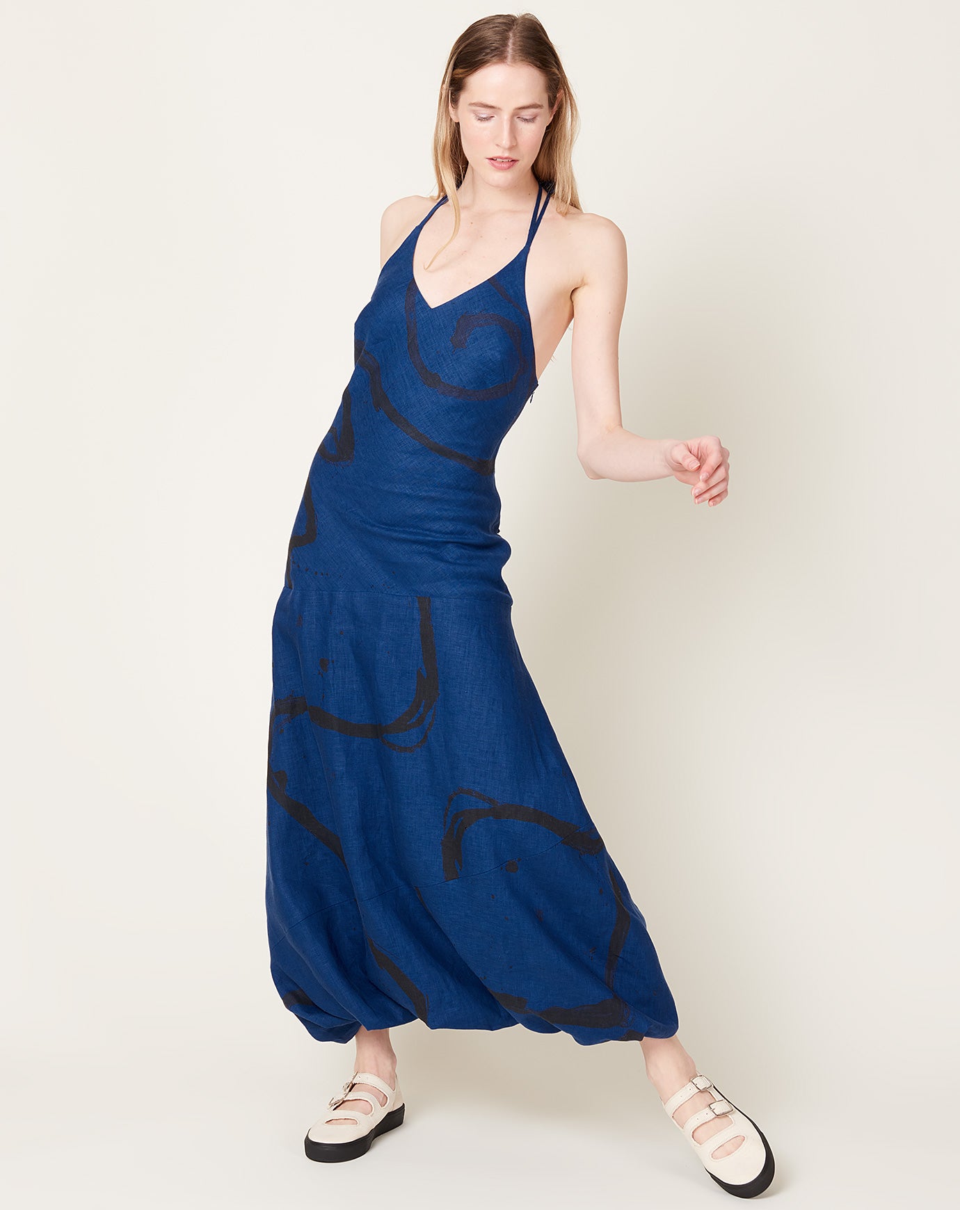 Rachel Comey Formi Dress in Navy Joan Lines Linen