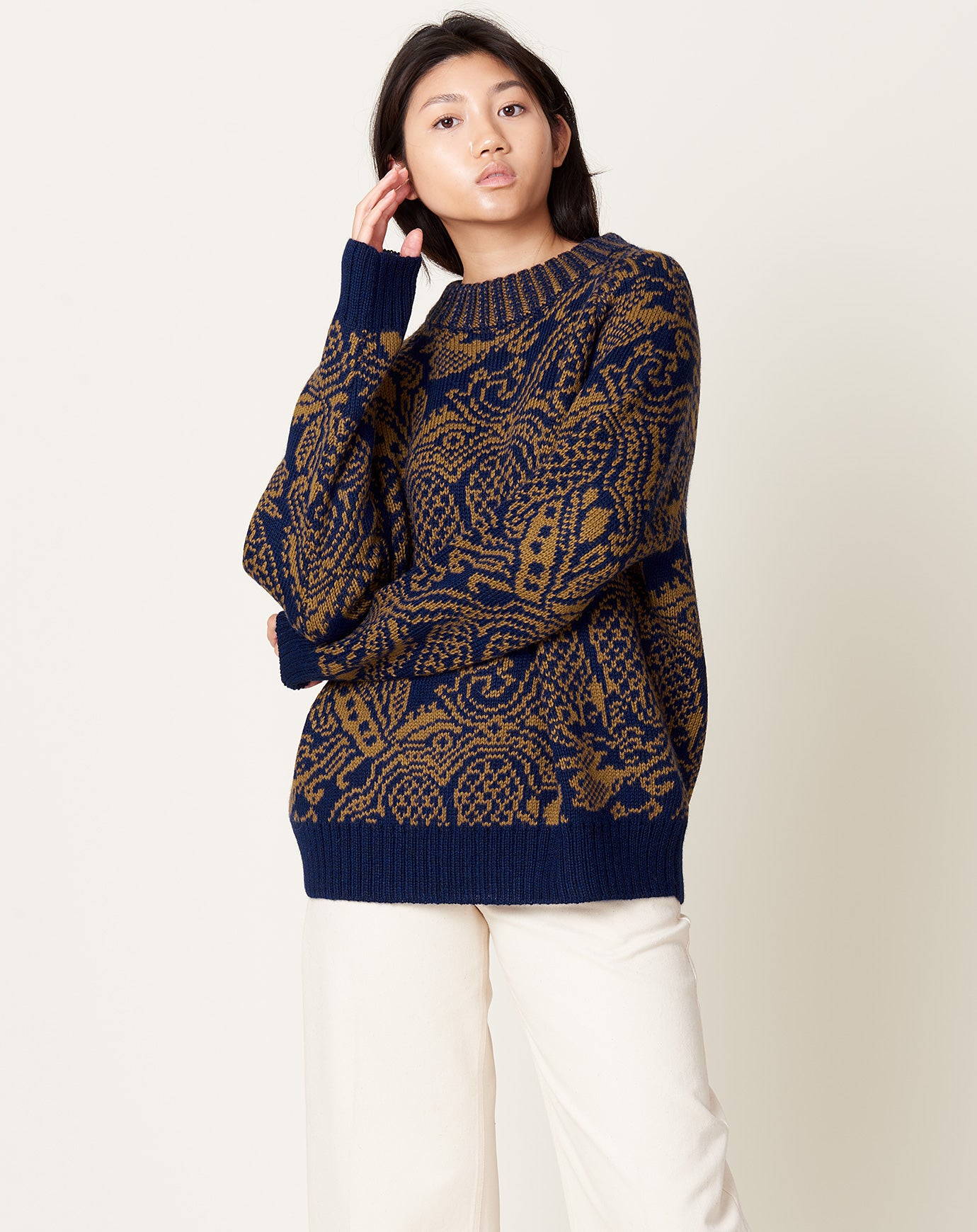Rachel Comey Strada Top in Navy Butterfly Jacquard