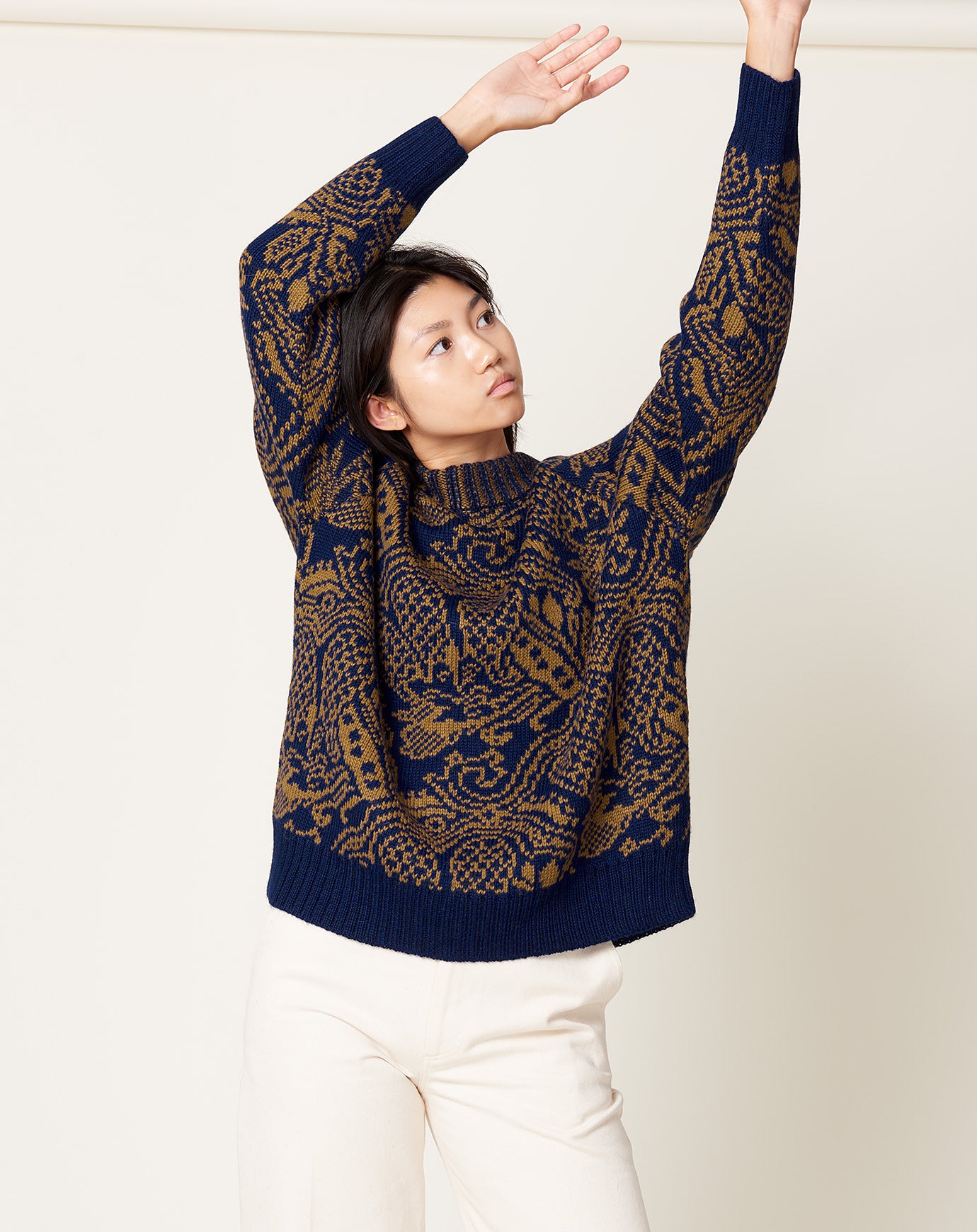Rachel Comey Strada Top in Navy Butterfly Jacquard