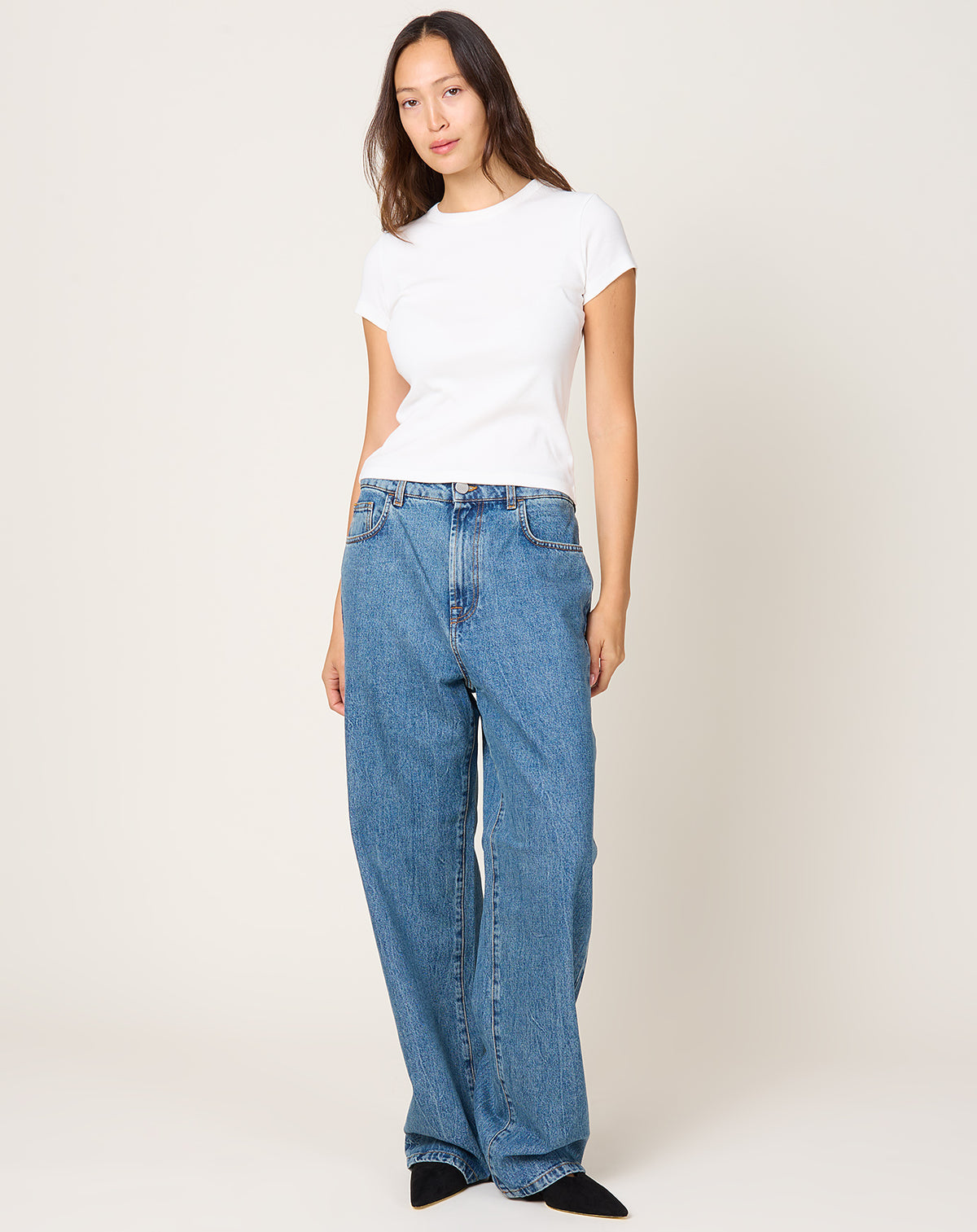 Baggy Fit Denim in Mid Denim Blue | Róhe | Covet + Lou | Covet + Lou