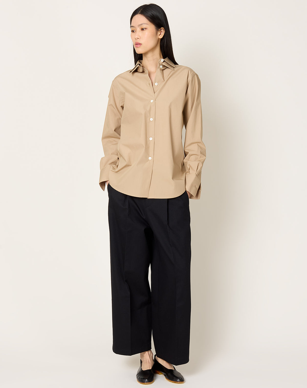 Double Collar Shirt in Wheat | Róhe | Covet + Lou | Covet + Lou