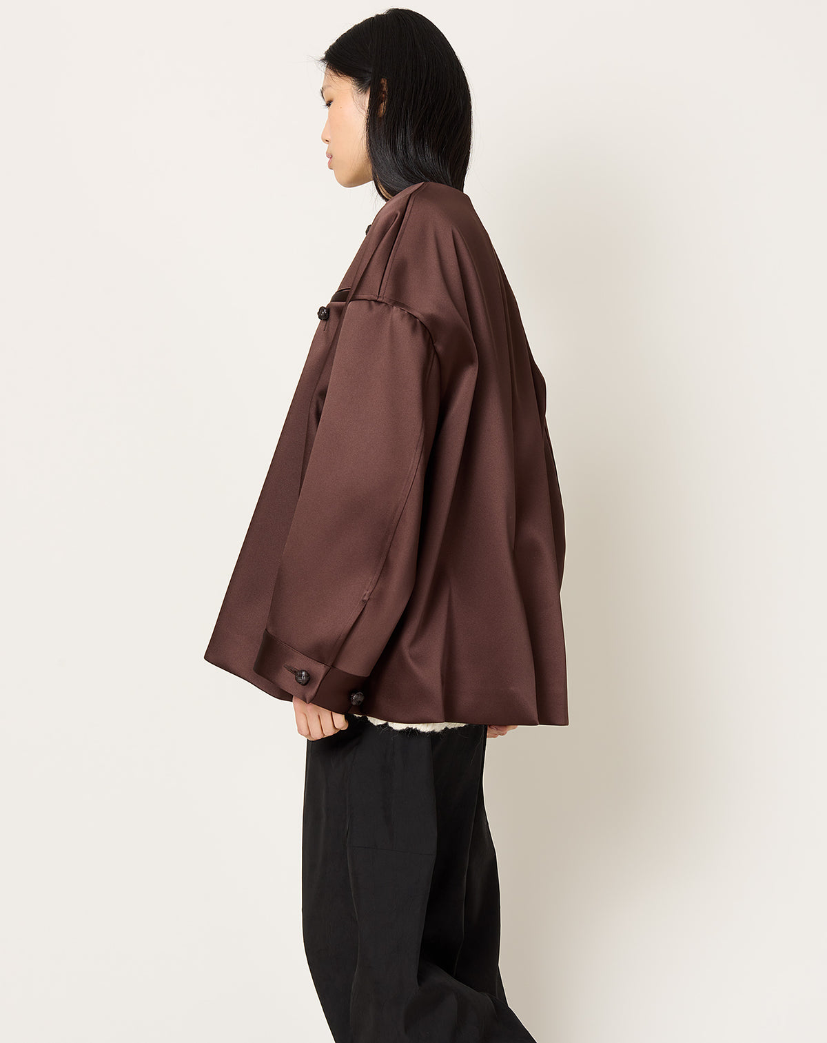 Volume Satin Jacket in Espresso | Róhe | Covet + Lou | Covet + Lou