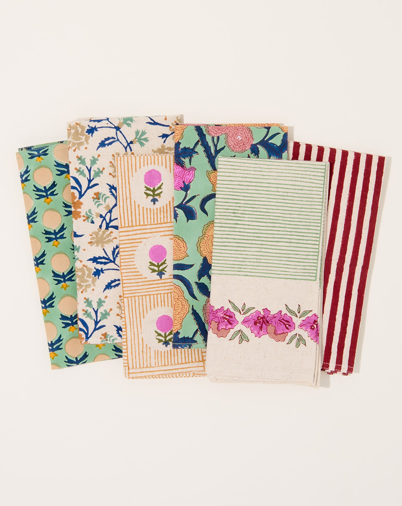 Soil to Studio Simran Block Printed Table Napkins in Sage