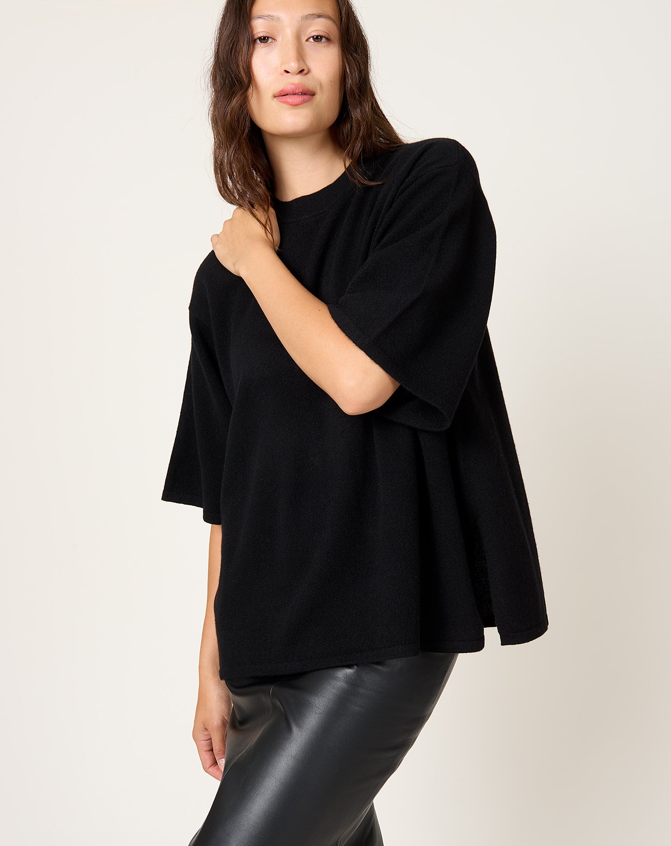 St. Agni Cashmere Copain Tee in Black