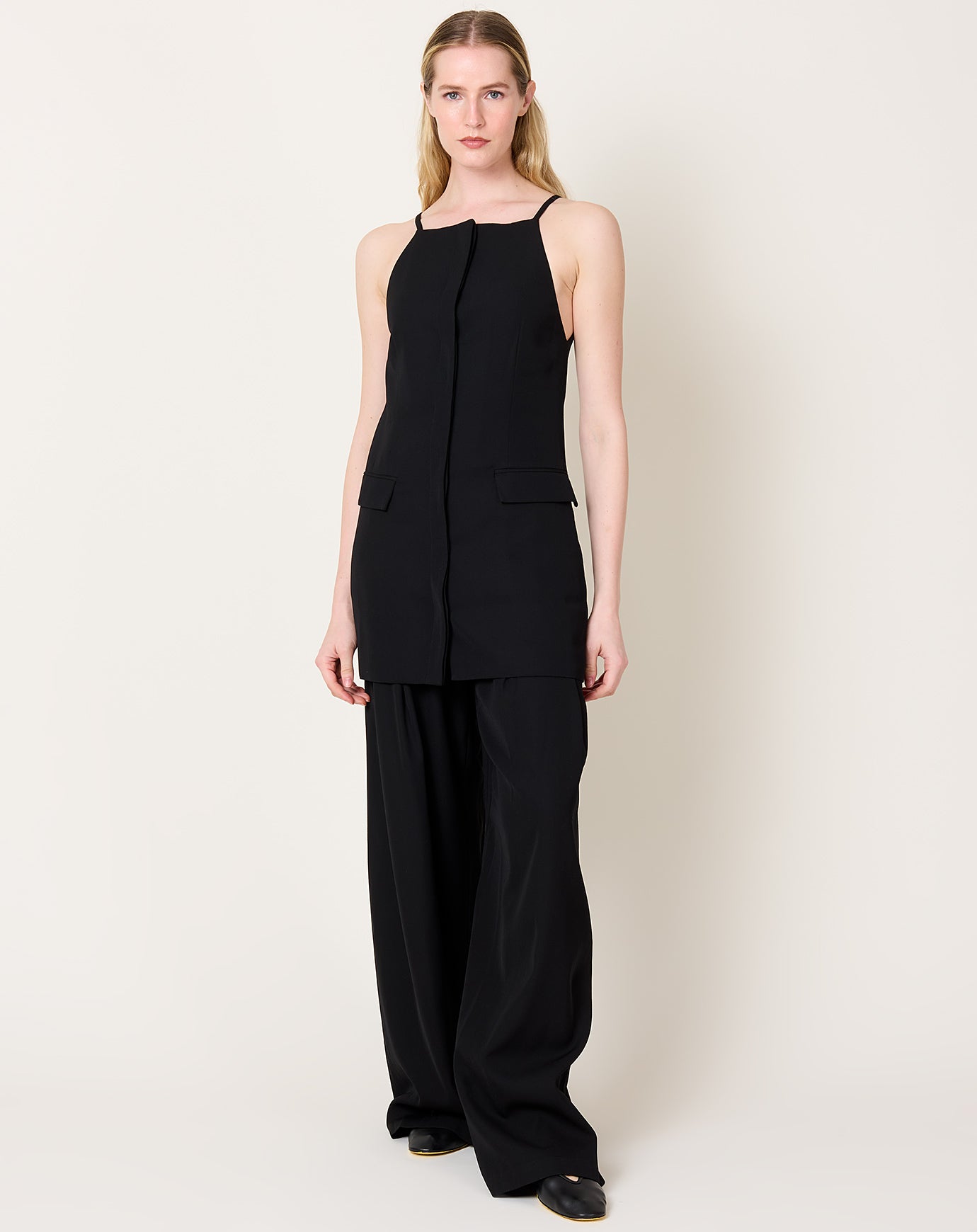 St. Agni Hybrid Tailored Mini Dress in Black