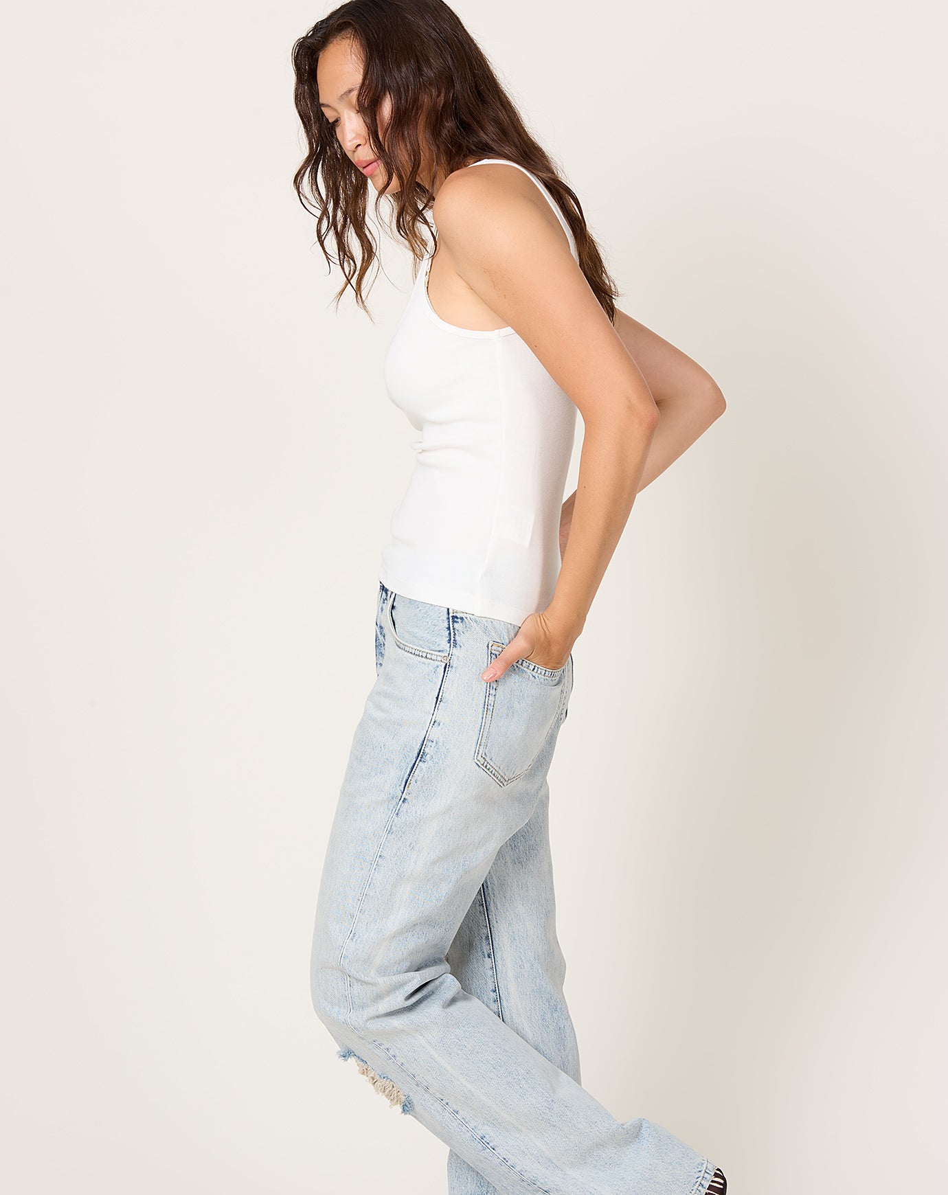 St. Agni Organic Cotton Slim Scoop Tank in White