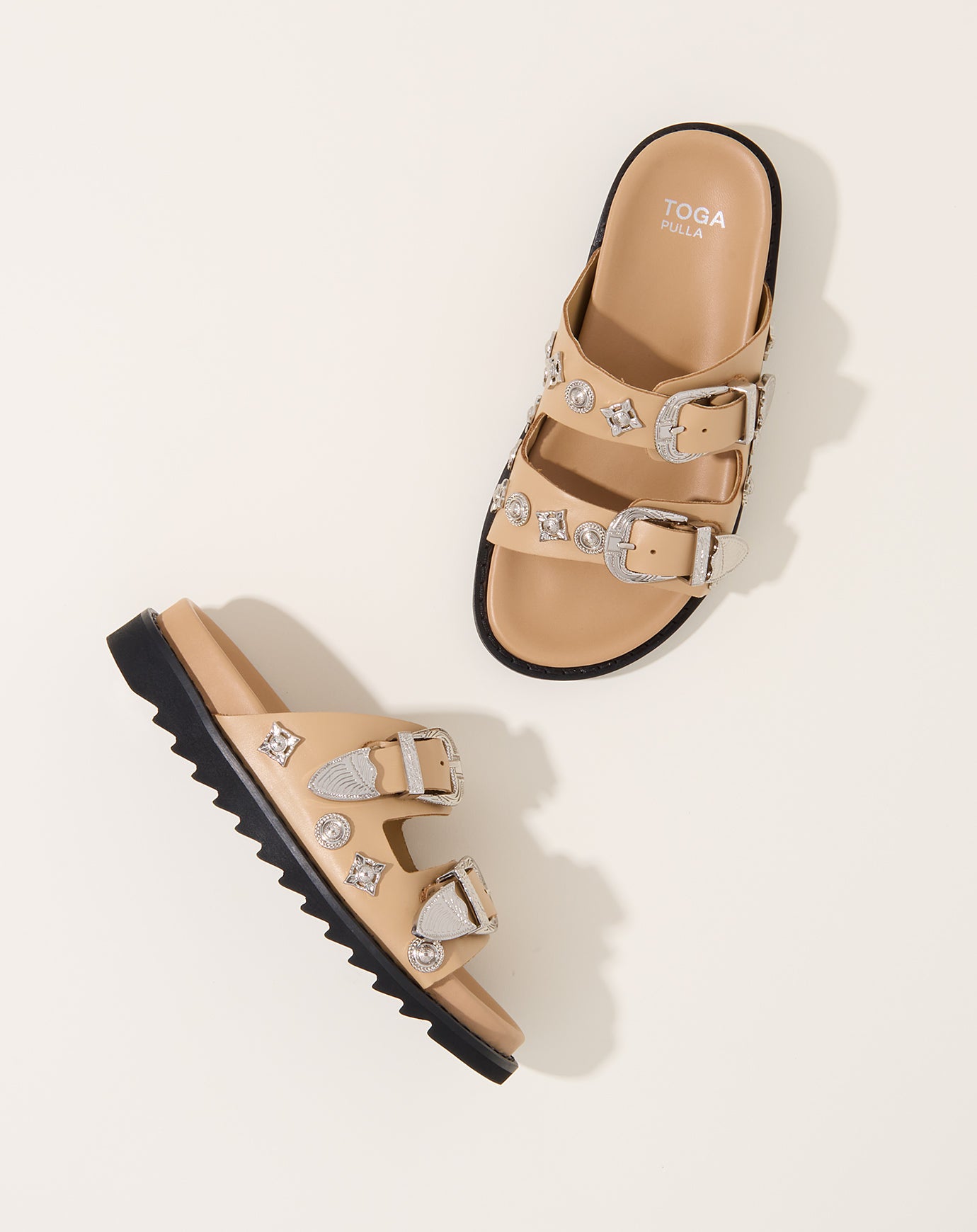 TOGA Archives Buckle Sandals in Beige