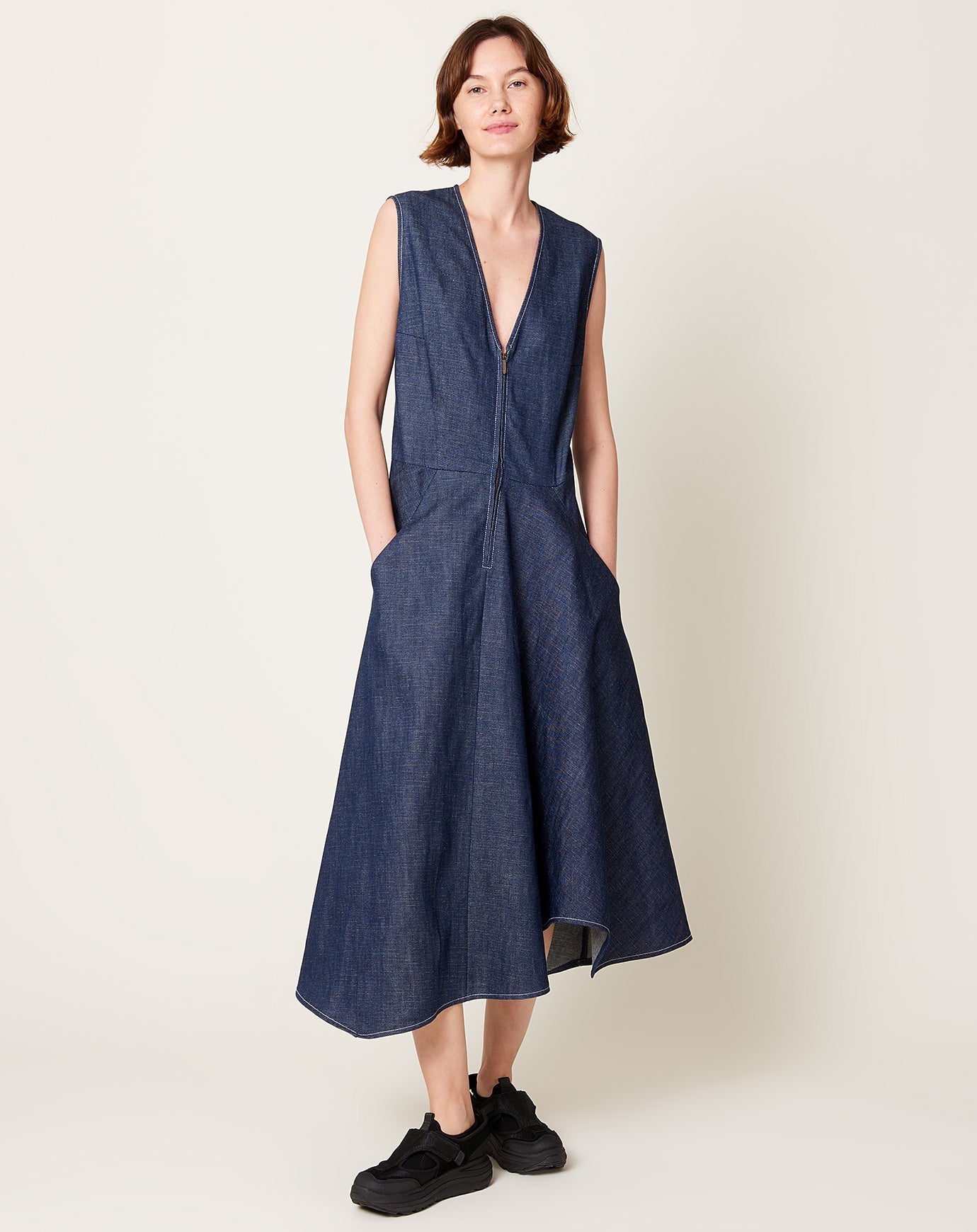 Zero + Maria Cornejo Denim Wave Dress in Indigo