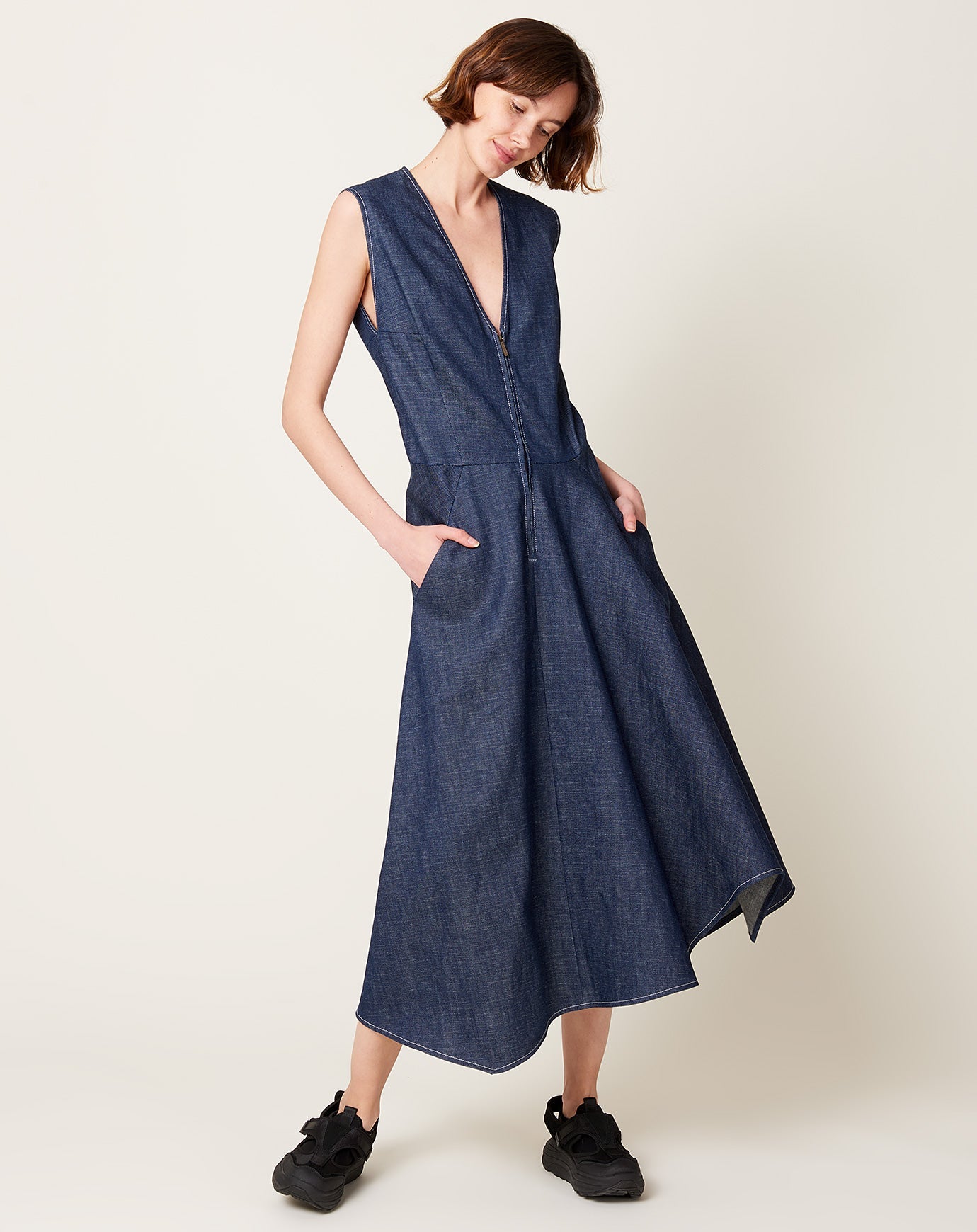 Zero + Maria Cornejo Denim Wave Dress in Indigo