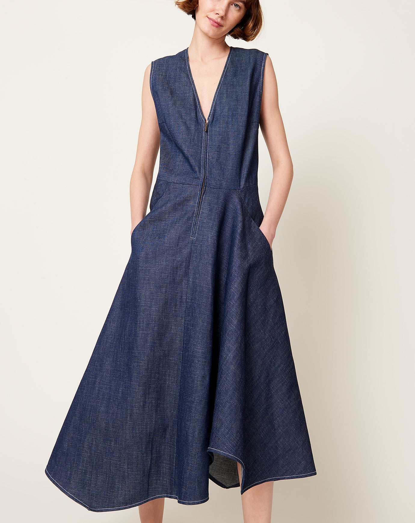 Zero + Maria Cornejo Denim Wave Dress in Indigo