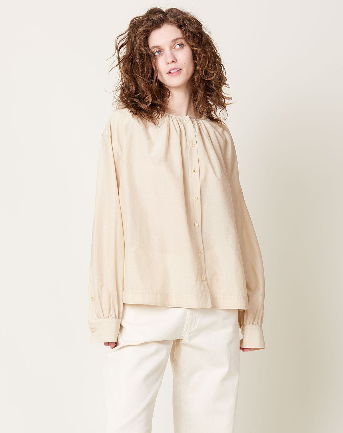 Gathered Neck Top in Sand | 6397 | Covet + Lou | Covet + Lou