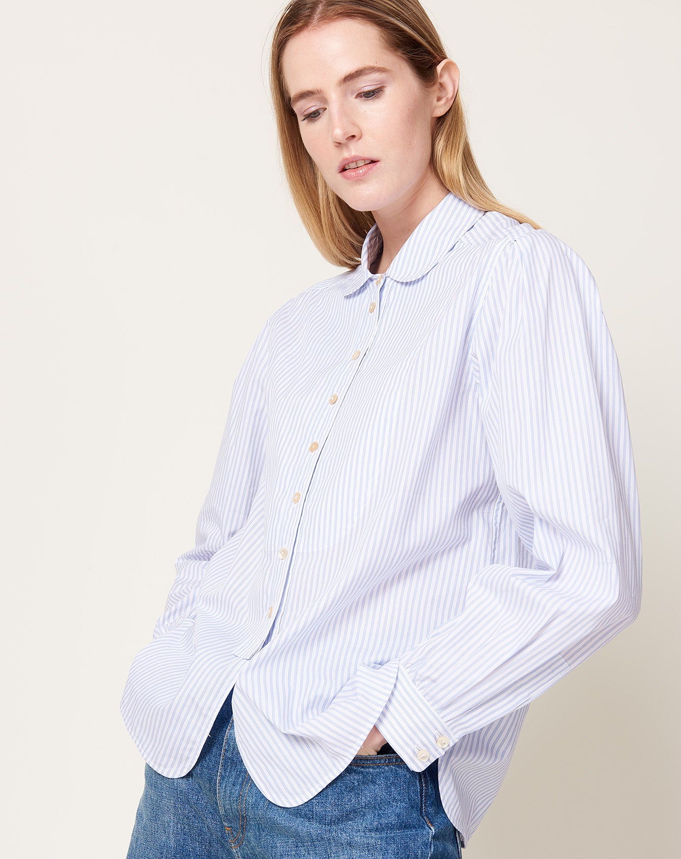 A'Court Edith Blouse in White Stripe