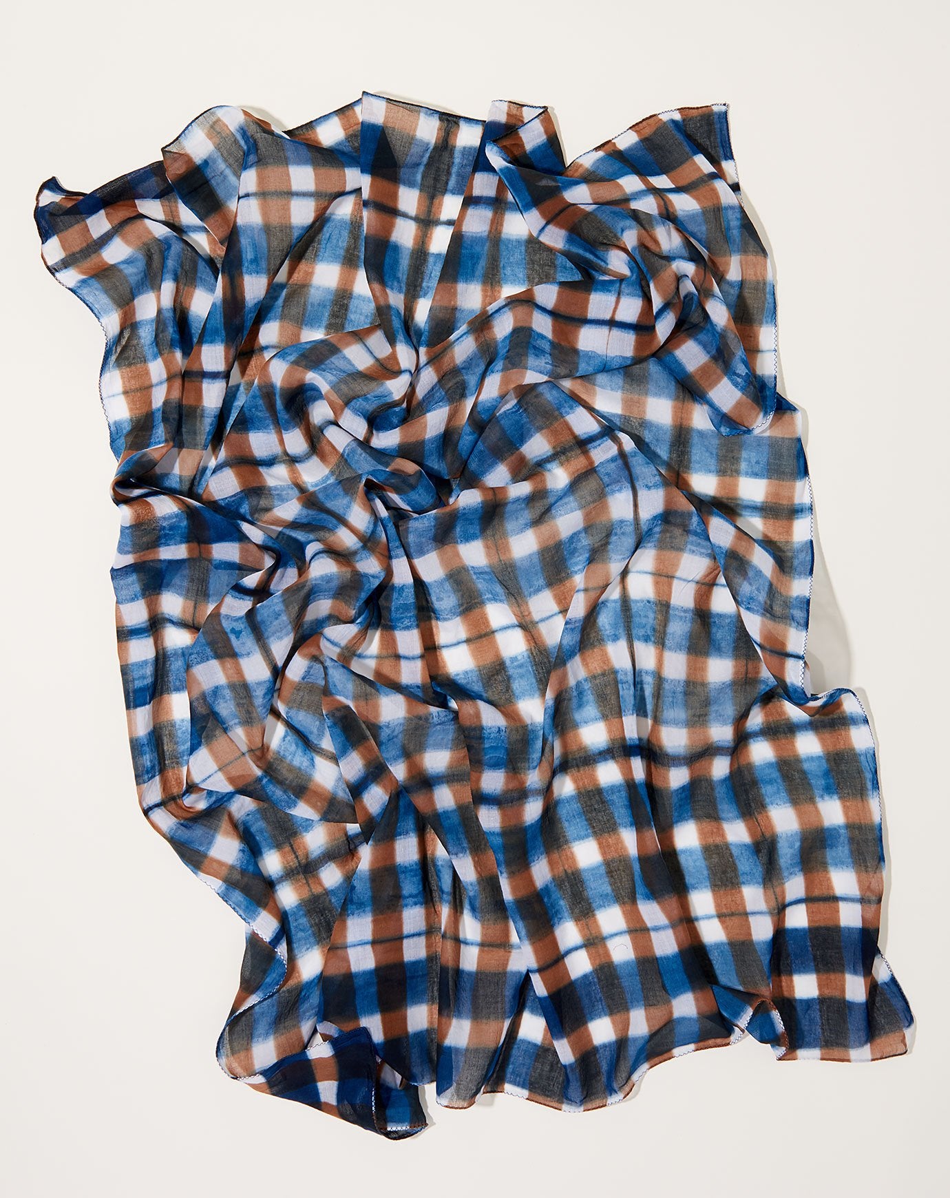 Auntie Oti Bandana in Indigo and Brown Gingham