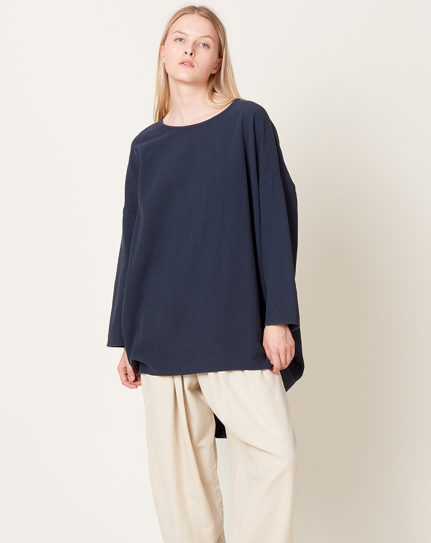 Black Crane Lantern Tunic in Dark Navy