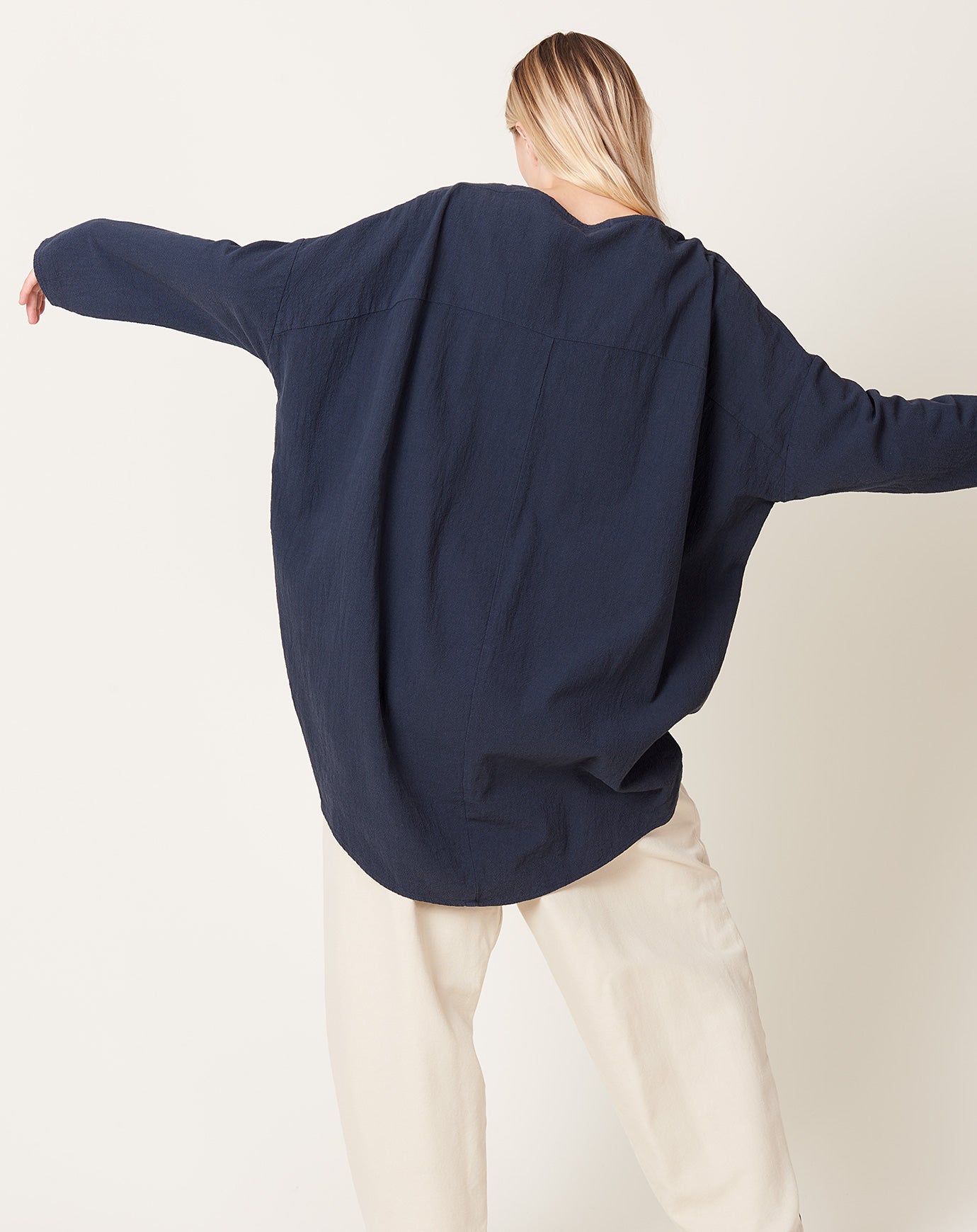 Black Crane Lantern Tunic in Dark Navy
