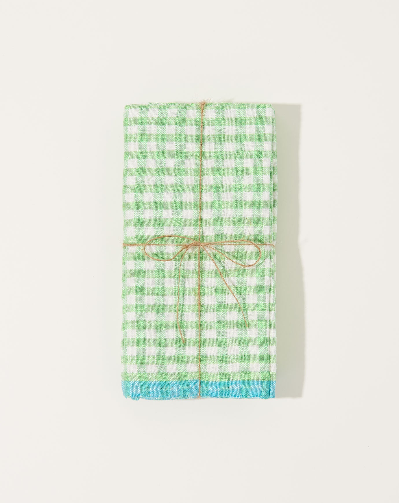 Caravan Two-Tone Gingham Napkins in Lime & Aqua, Set of 4