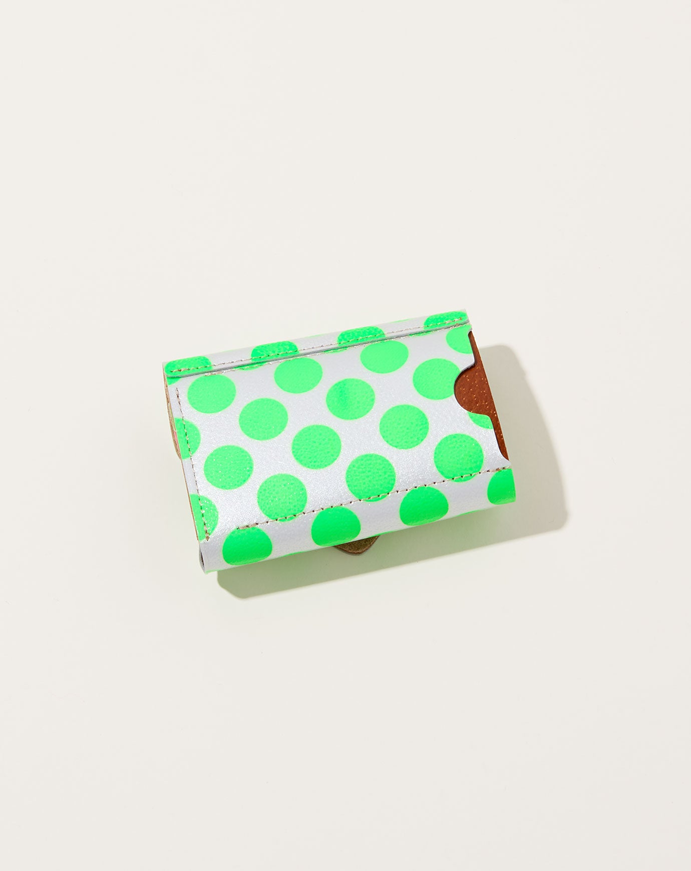 Carmine Clear Dot Compact Wallet in Neon Green