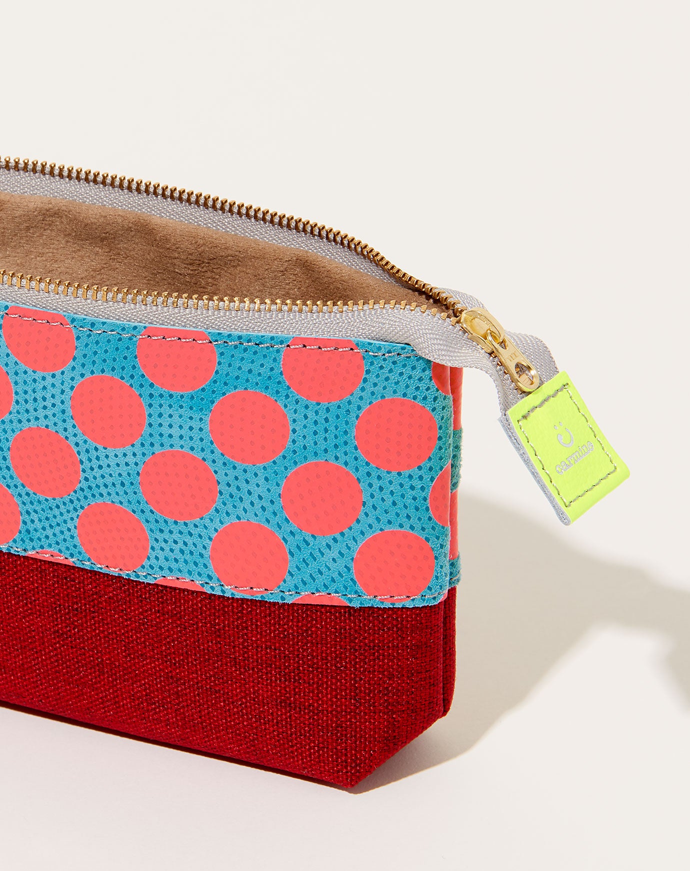 Carmine Ecology Leather Pouch in Neon Red