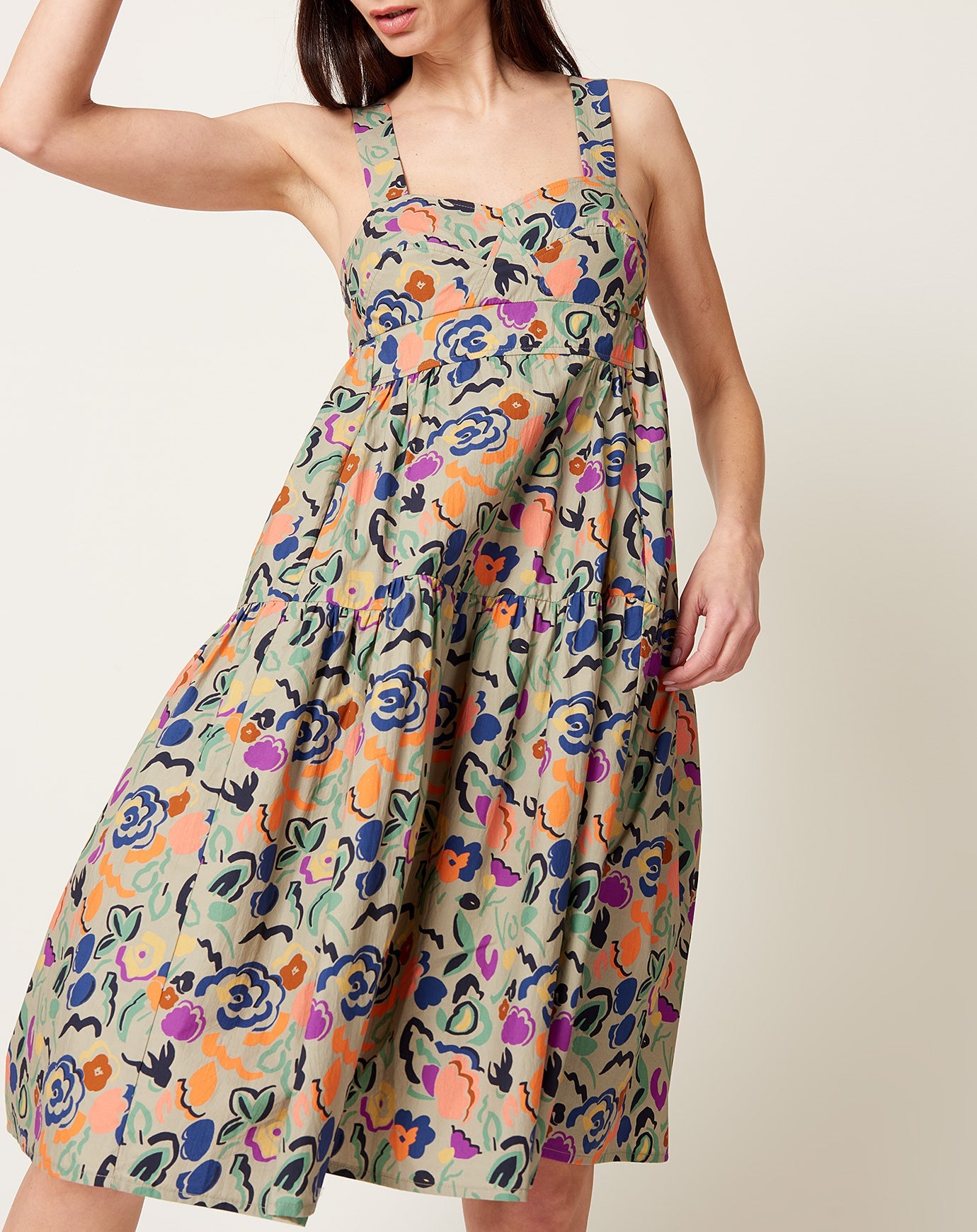 Caron Callahan Danya Dress in Graphic Floral Poplin