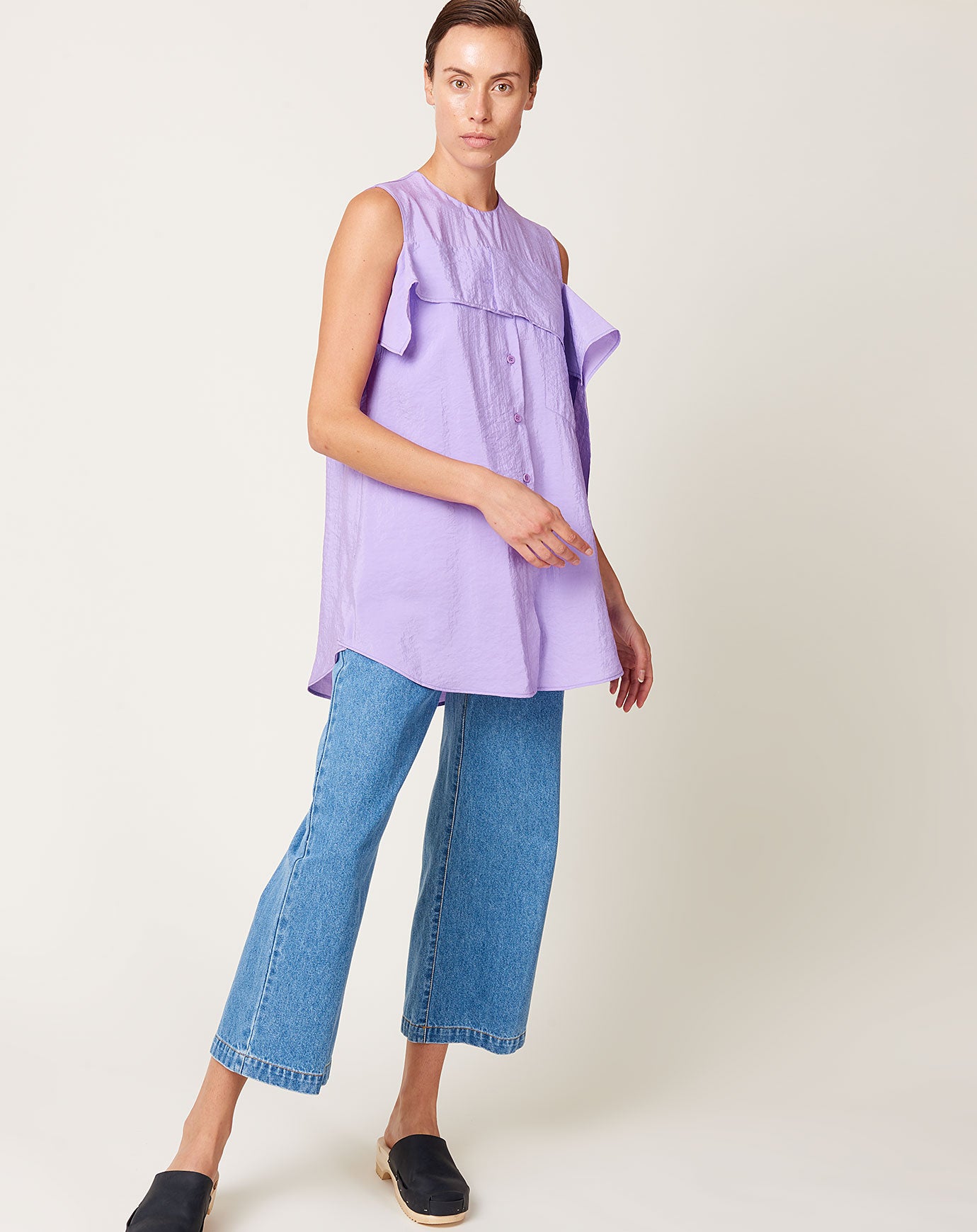 Christian Wijnants Thea Deconstructed Shirt in Violet