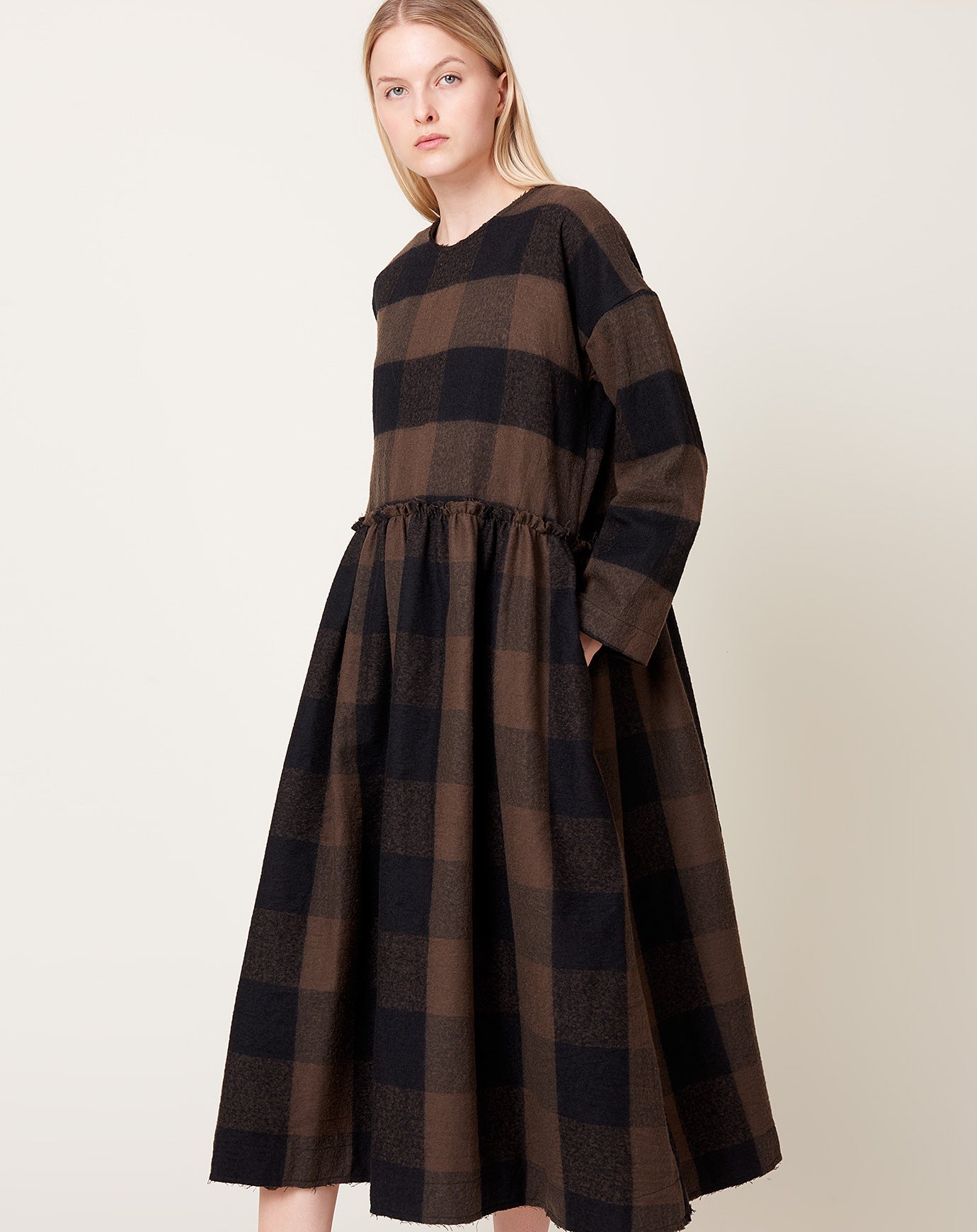Fabiana Pigna Knor Dress in Chocolate Brown Plaid