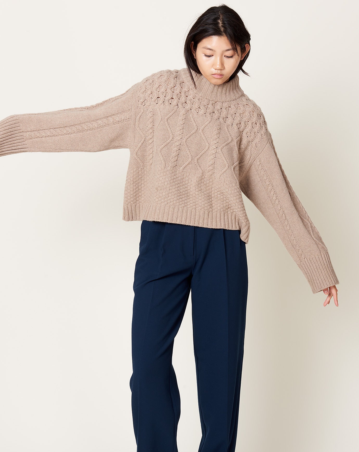 Kallmeyer Cropped Chalet Sweater in Oatmeal