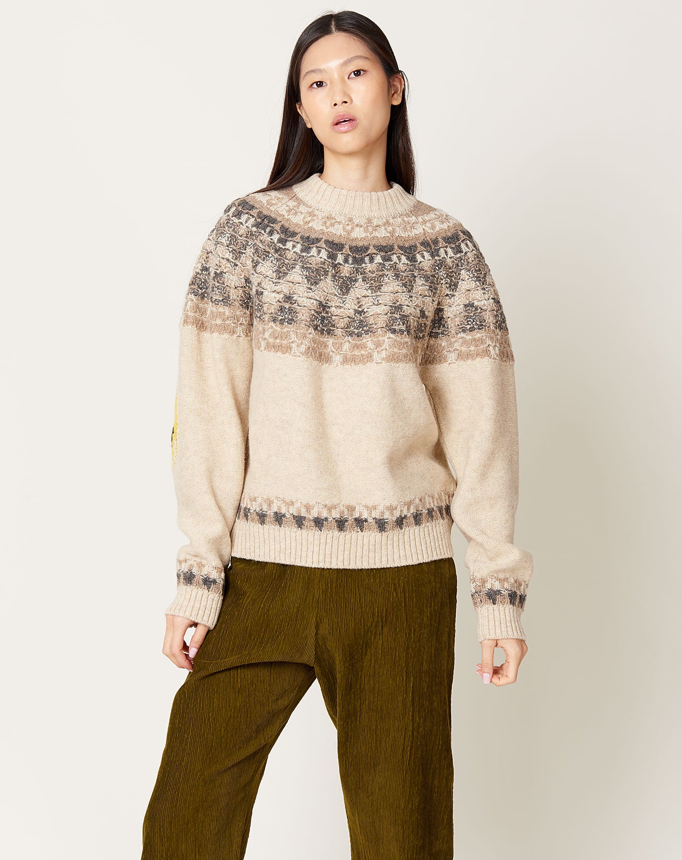 Kapital 5G Wool NORDIC SMILIE Patch Raglan Sweater