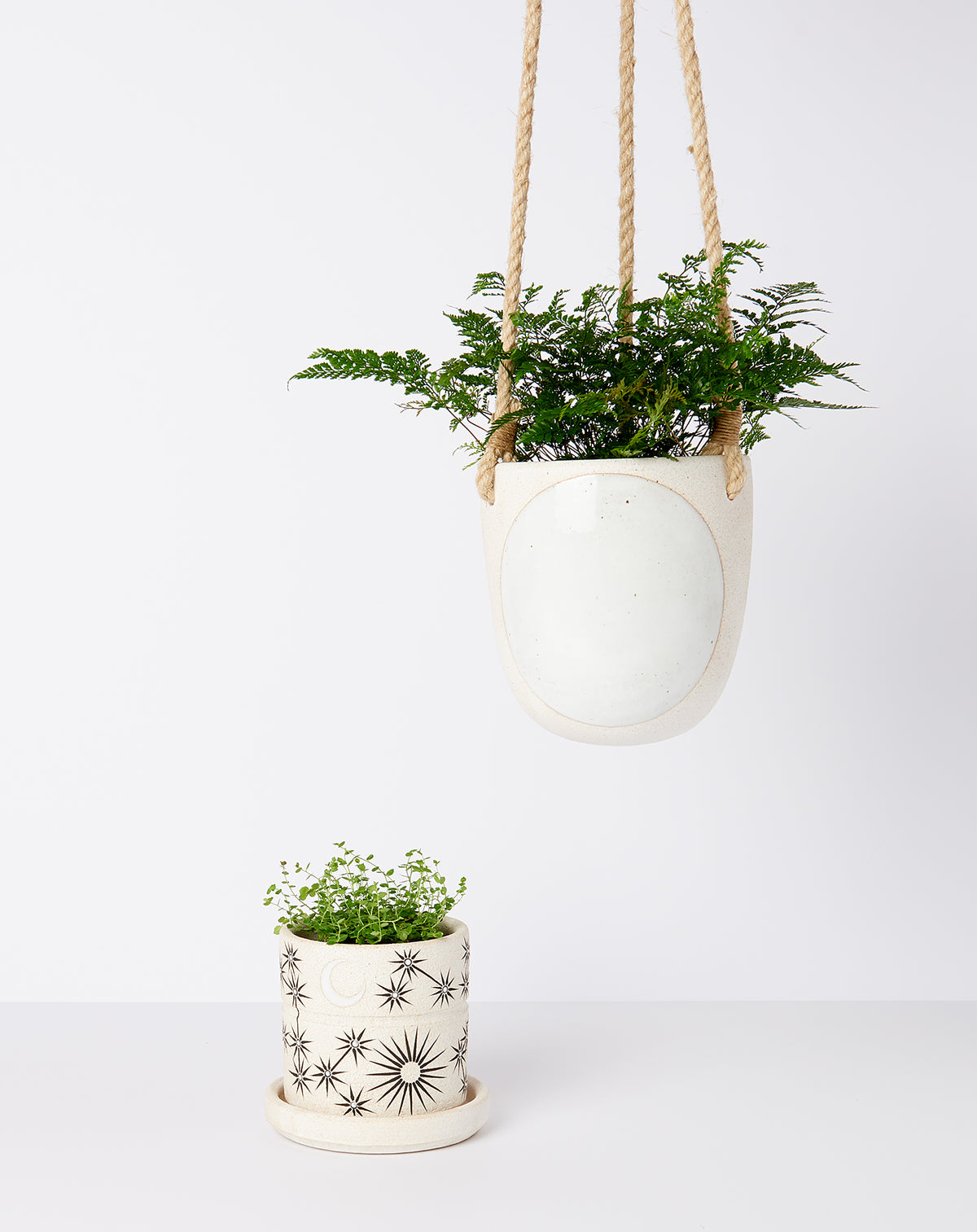 hanging planter nz Hanging Planter in Full Moon White