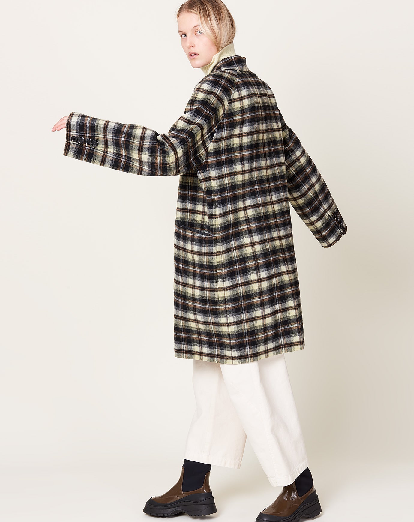 Albie Coat in Navy Double Face Plaid