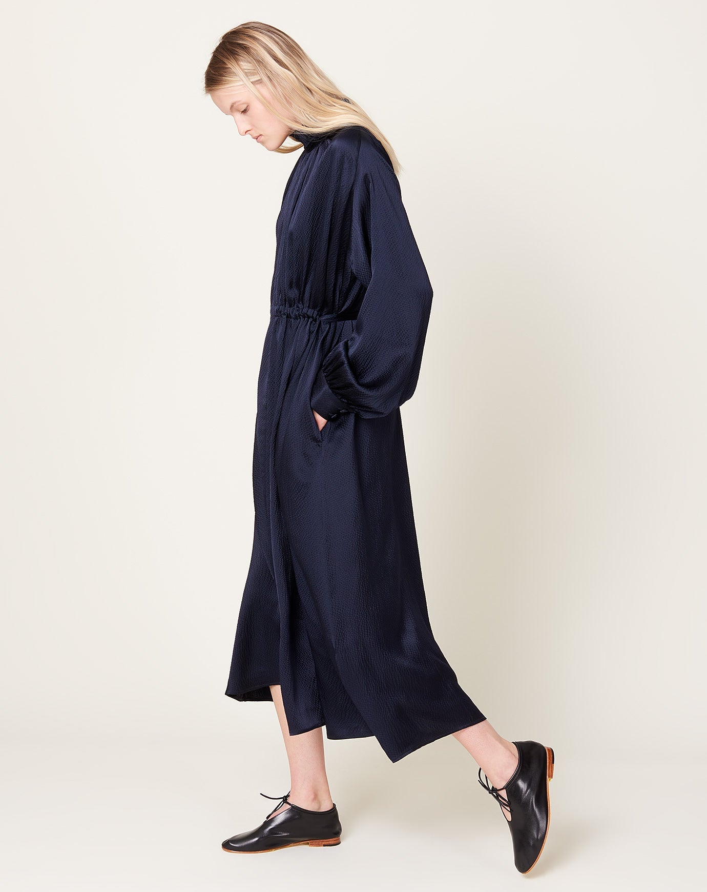 Rachel Comey Hanley Dress in Navy Hammered Satin