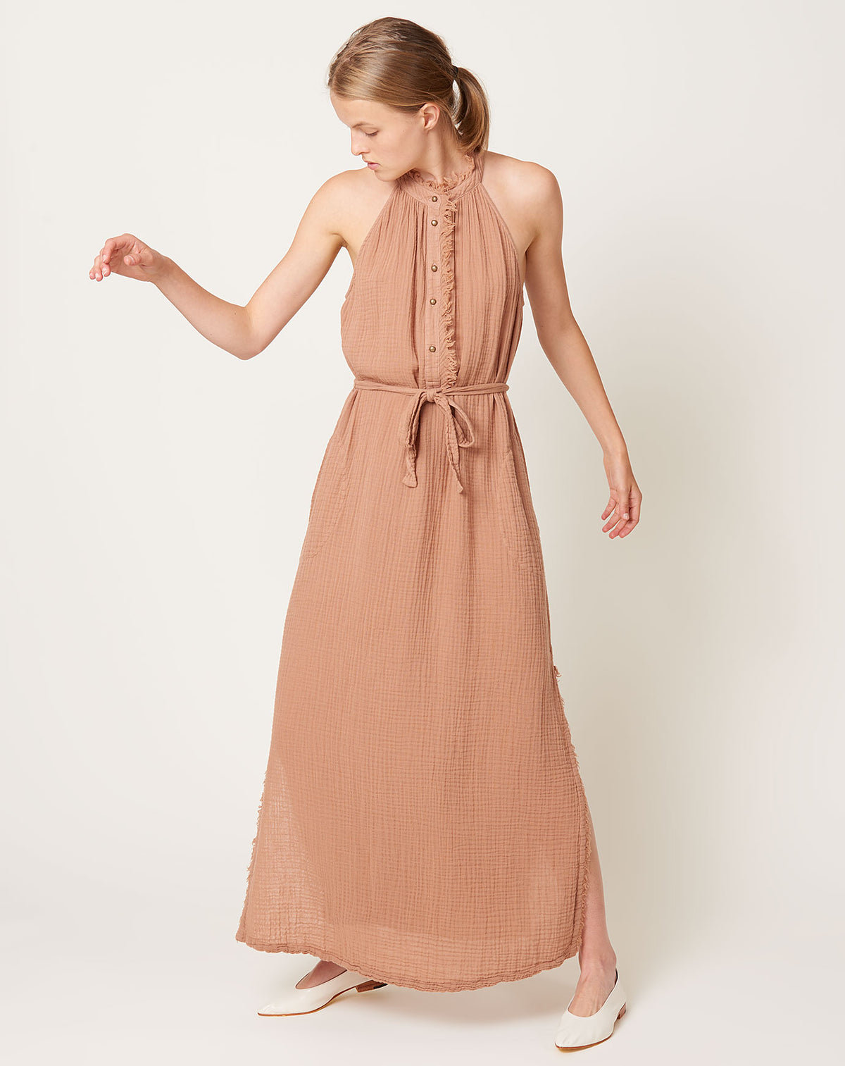 Halter Dress in Adobe | Raquel Allegra | Covet + Lou