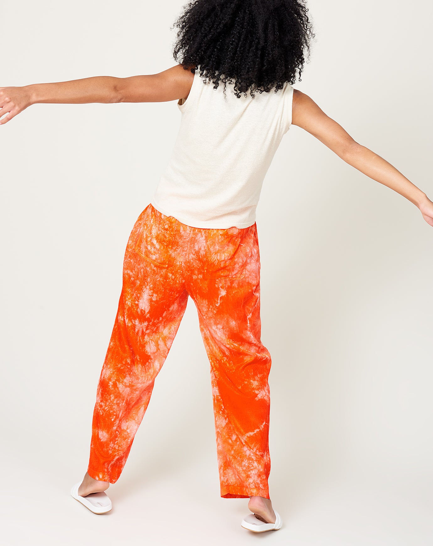 Raquel Allegra Pleated Pant in Red Tie Dye