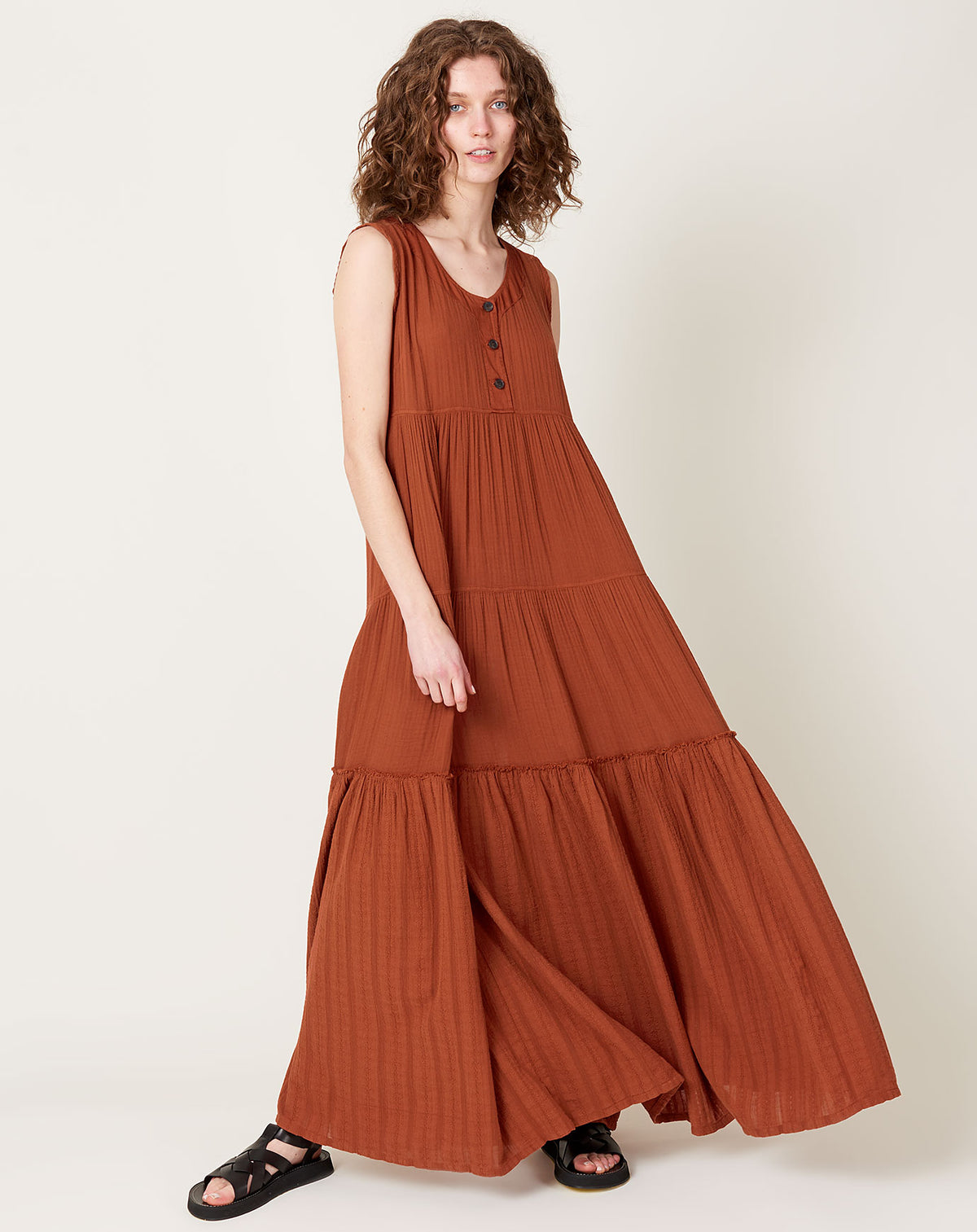 Roma Tiered Dress in Rust | Raquel Allegra | Covet + Lou | Covet + Lou