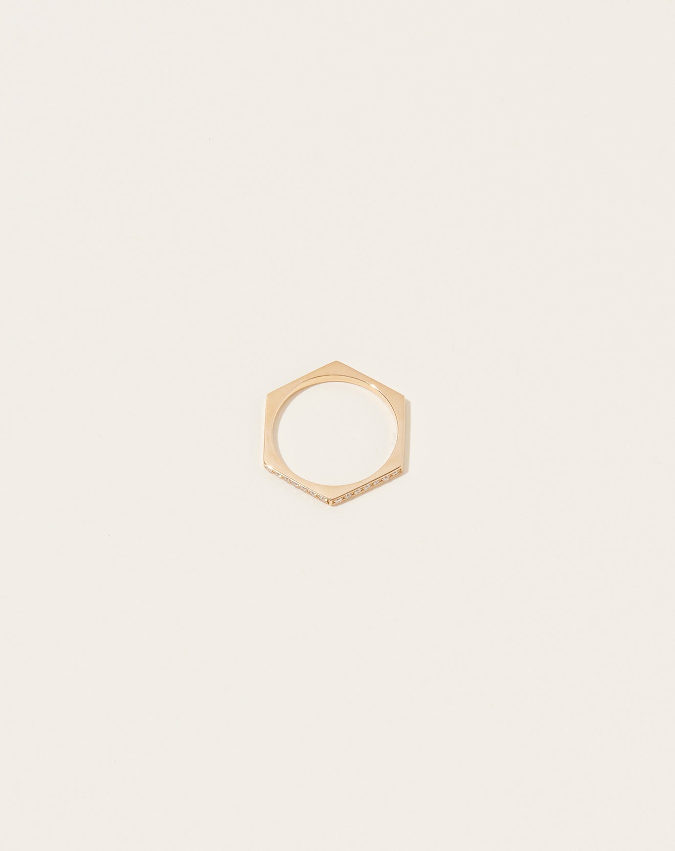 Selin Kent Hex Ring with White Diamonds in 14k Yellow Gold