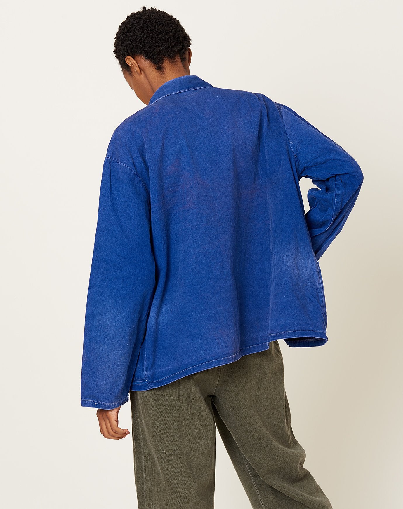 Indigo Distressed Pocket Chore Jacket