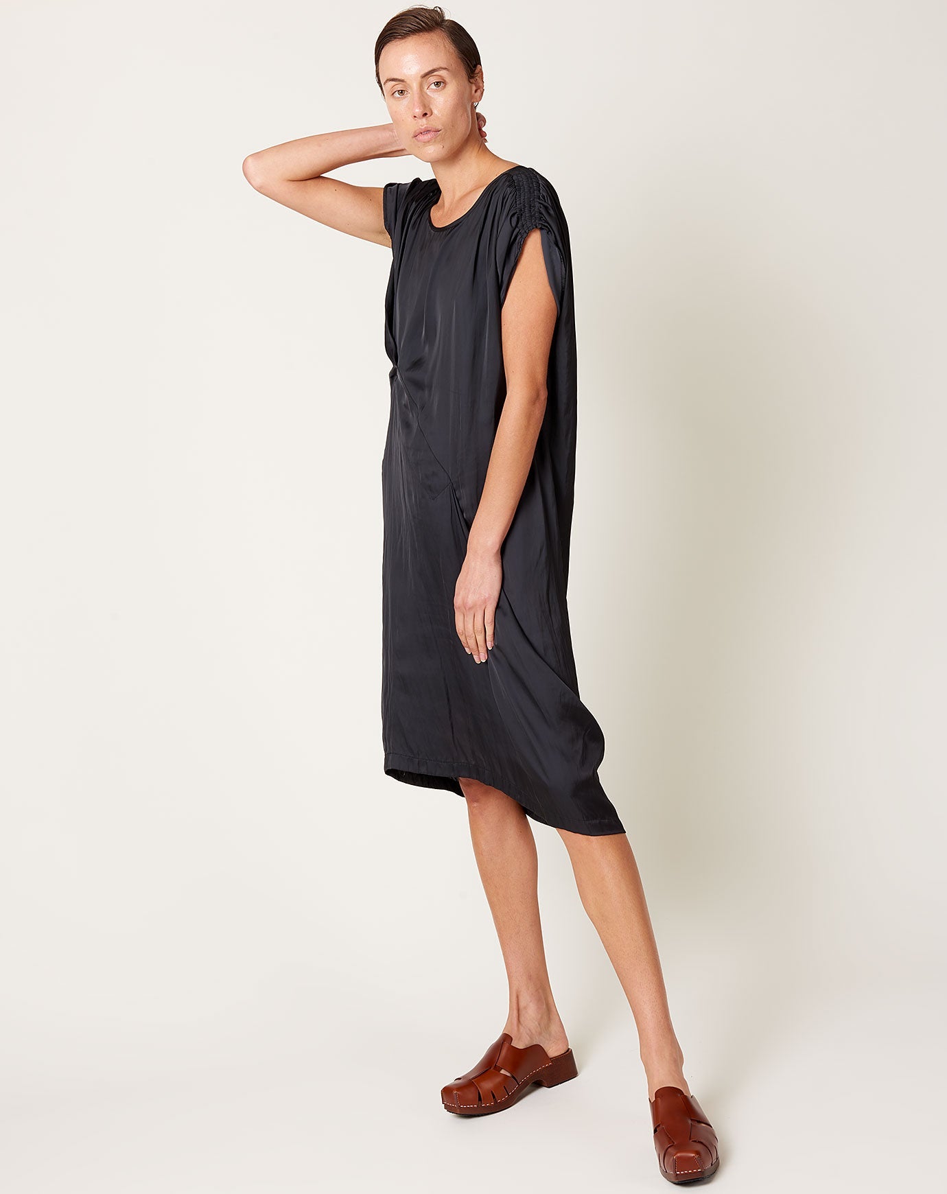 Zero + Maria Cornejo Ruched Fold Dress in Black