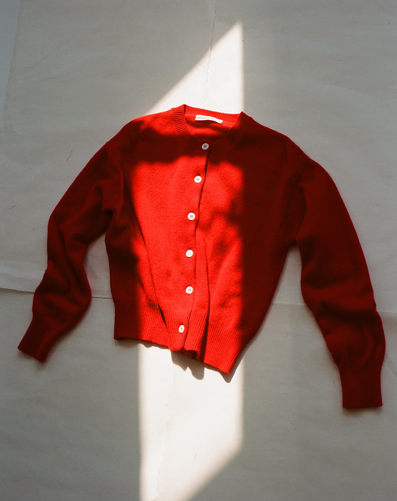 &Daughter Ada Crewneck Cardigan in Poppy Red