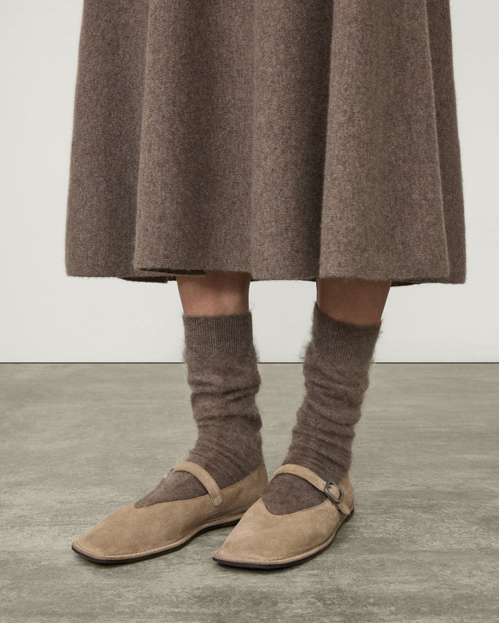 Lisa Yang Brushed Socks in Truffle
