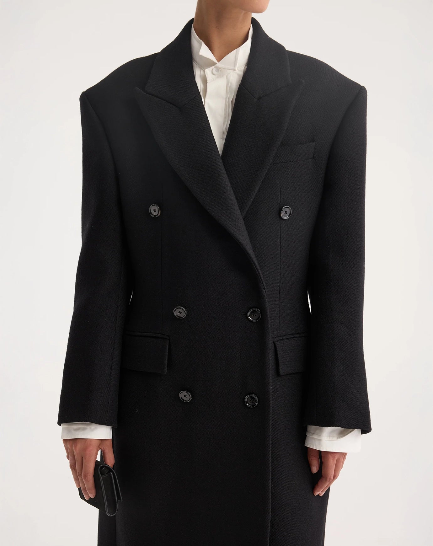 Róhe Hourglass Wool Coat in Black