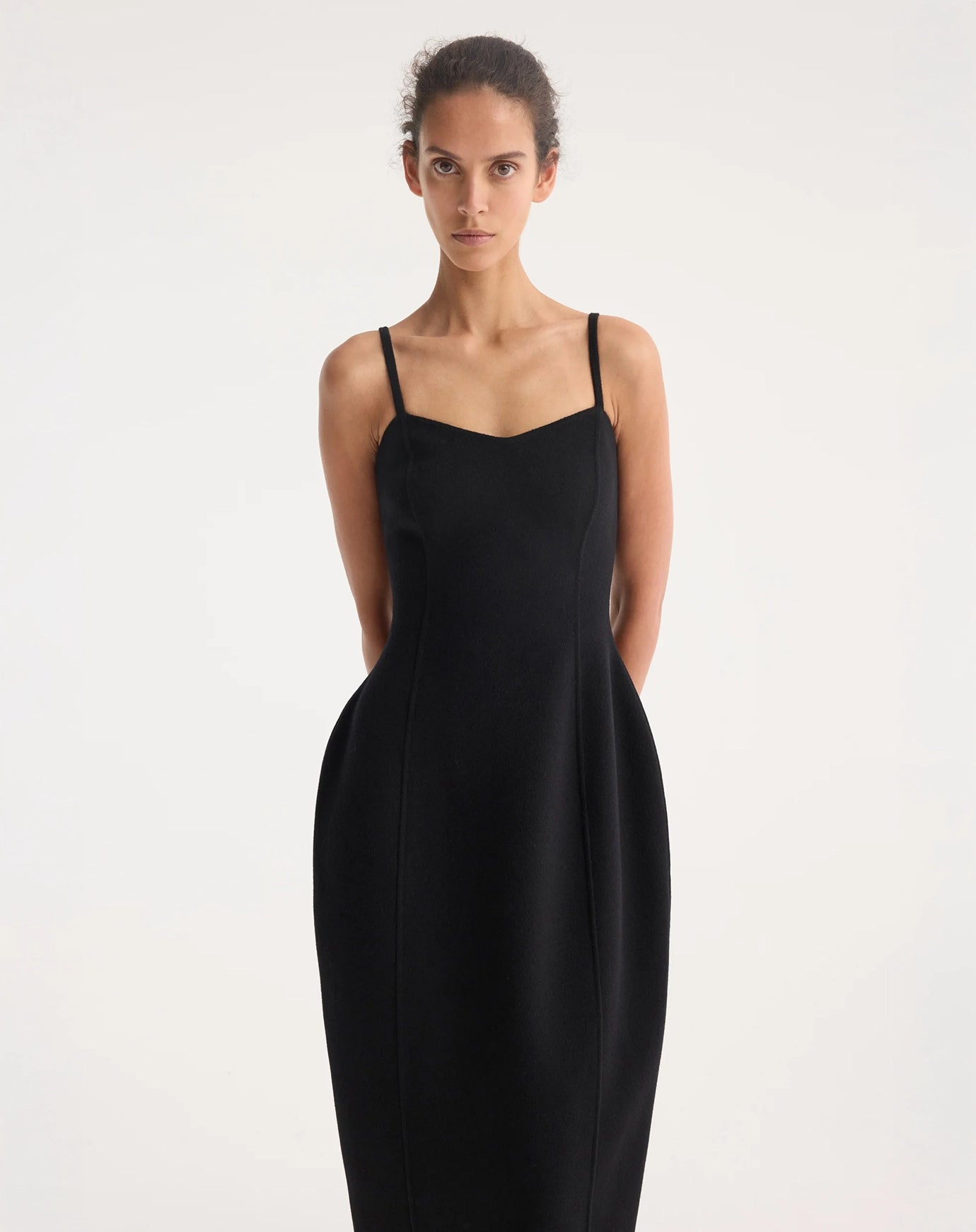 Róhe Sculptural Double-Faced Dress in Black
