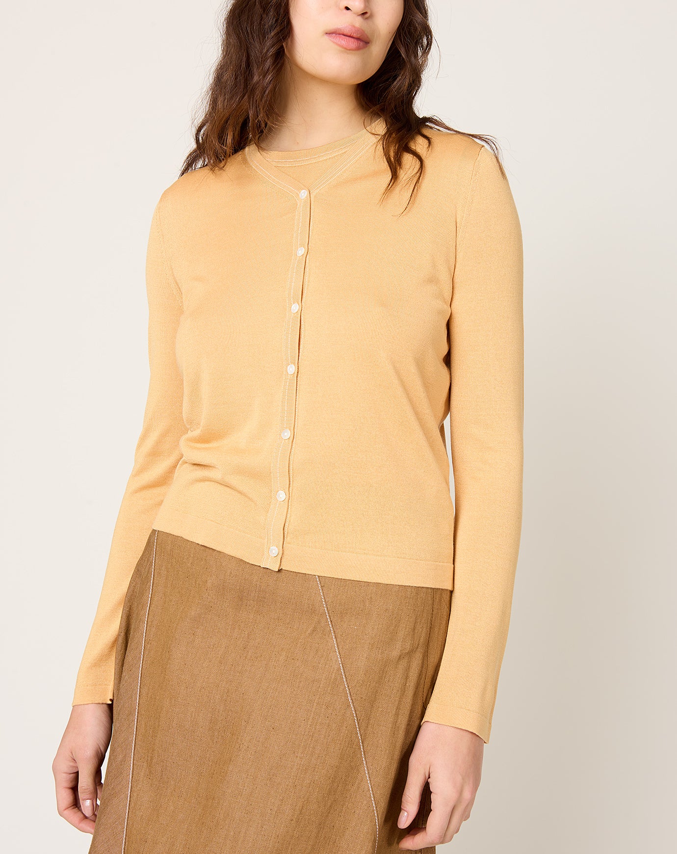 6397 Contrast Stitch Cardigan in Creamsicle