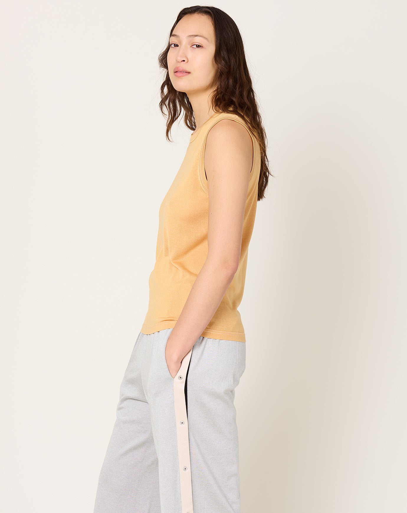 6397 Contrast Stitch Shell in Creamsicle