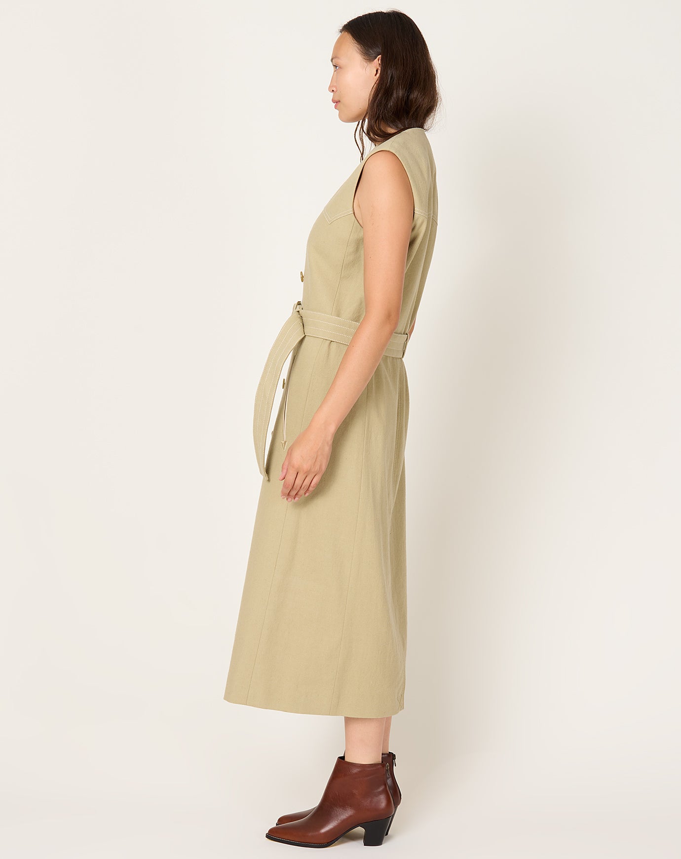 6397 DB Belted Dress in Sand