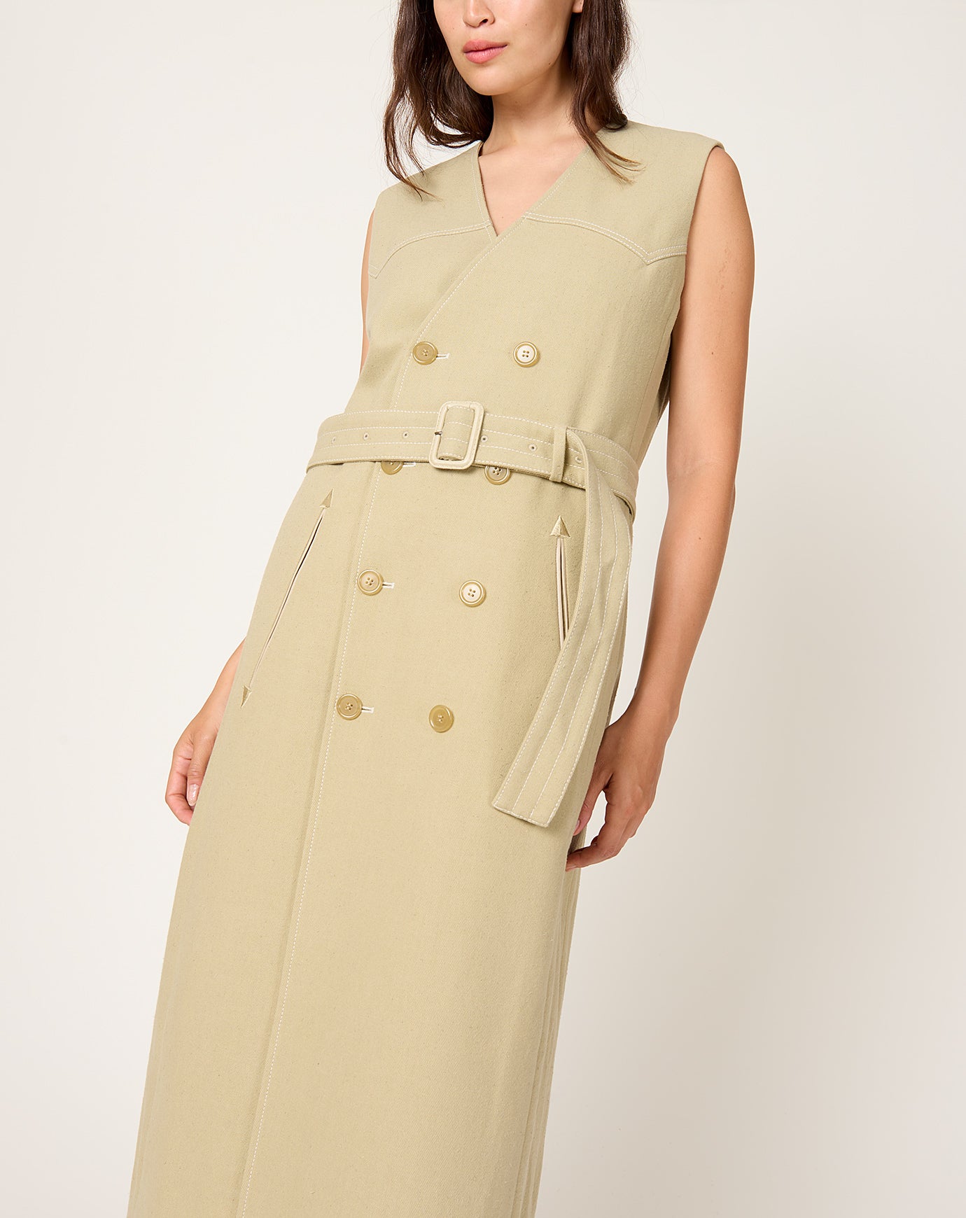 6397 DB Belted Dress in Sand