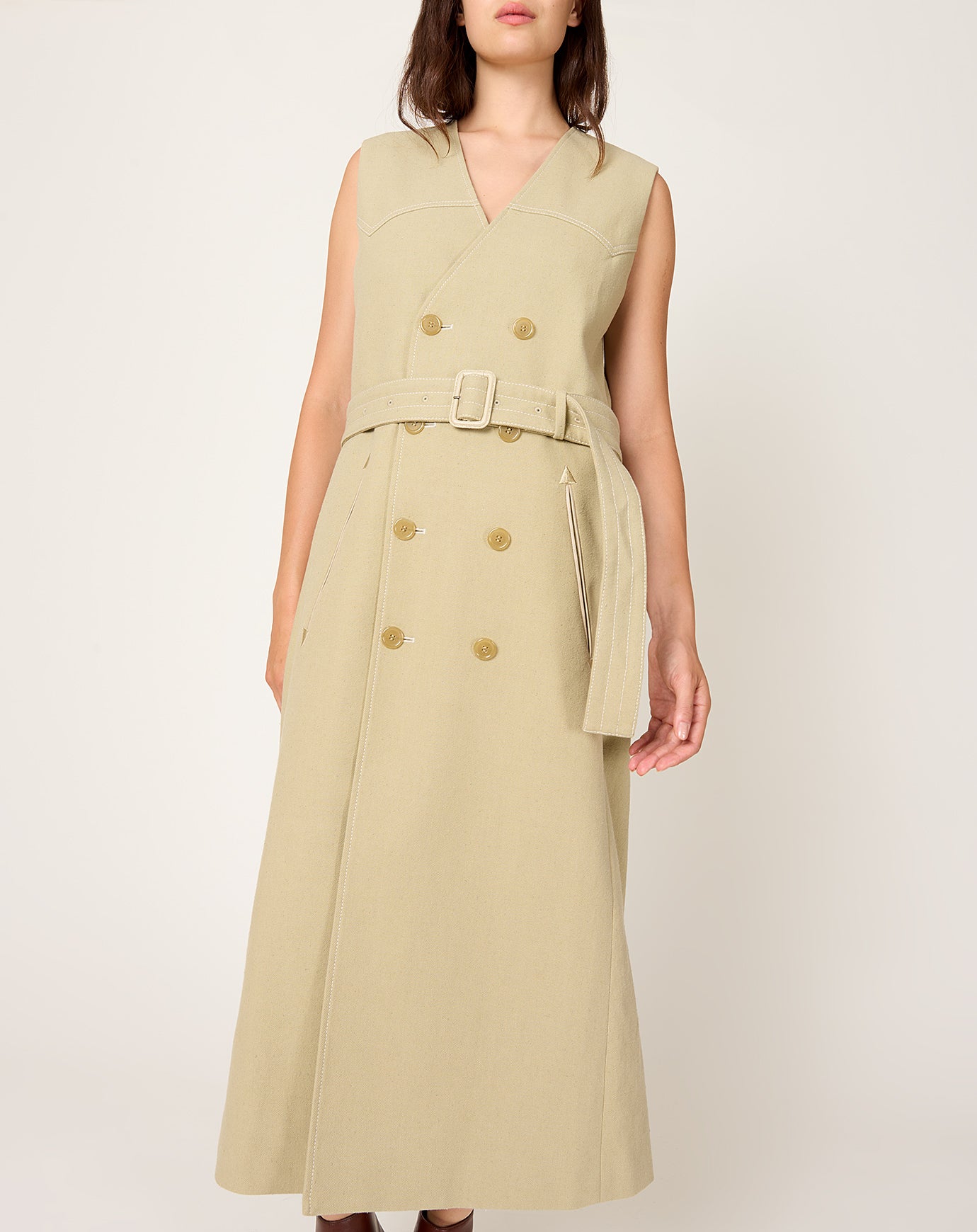 6397 DB Belted Dress in Sand