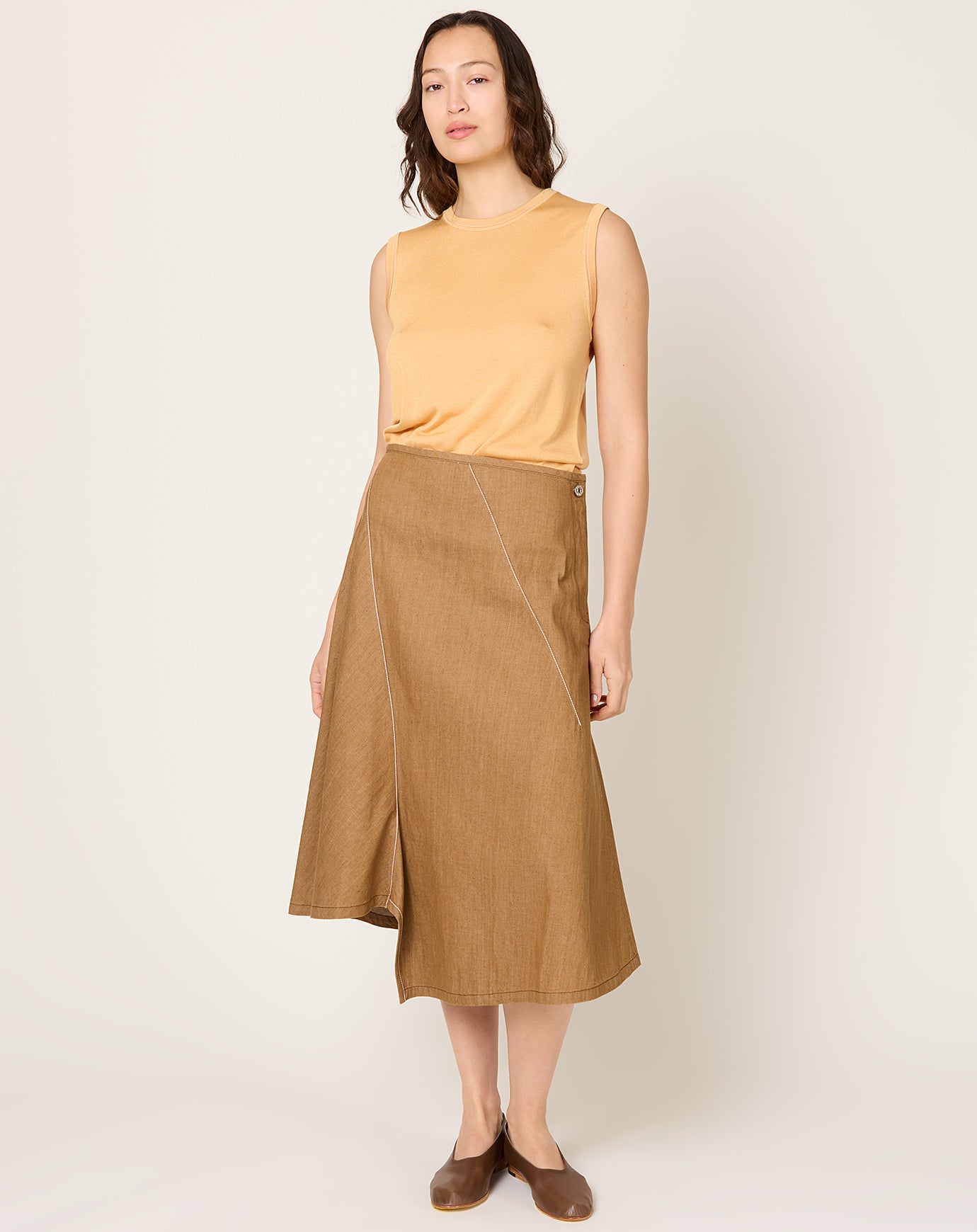 6397 Diagonal Denim Skirt in Tawny