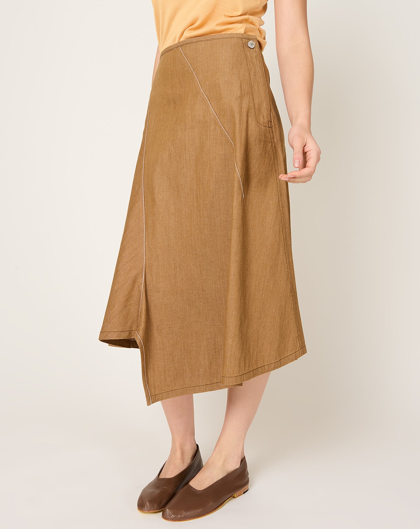 6397 Diagonal Denim Skirt in Tawny