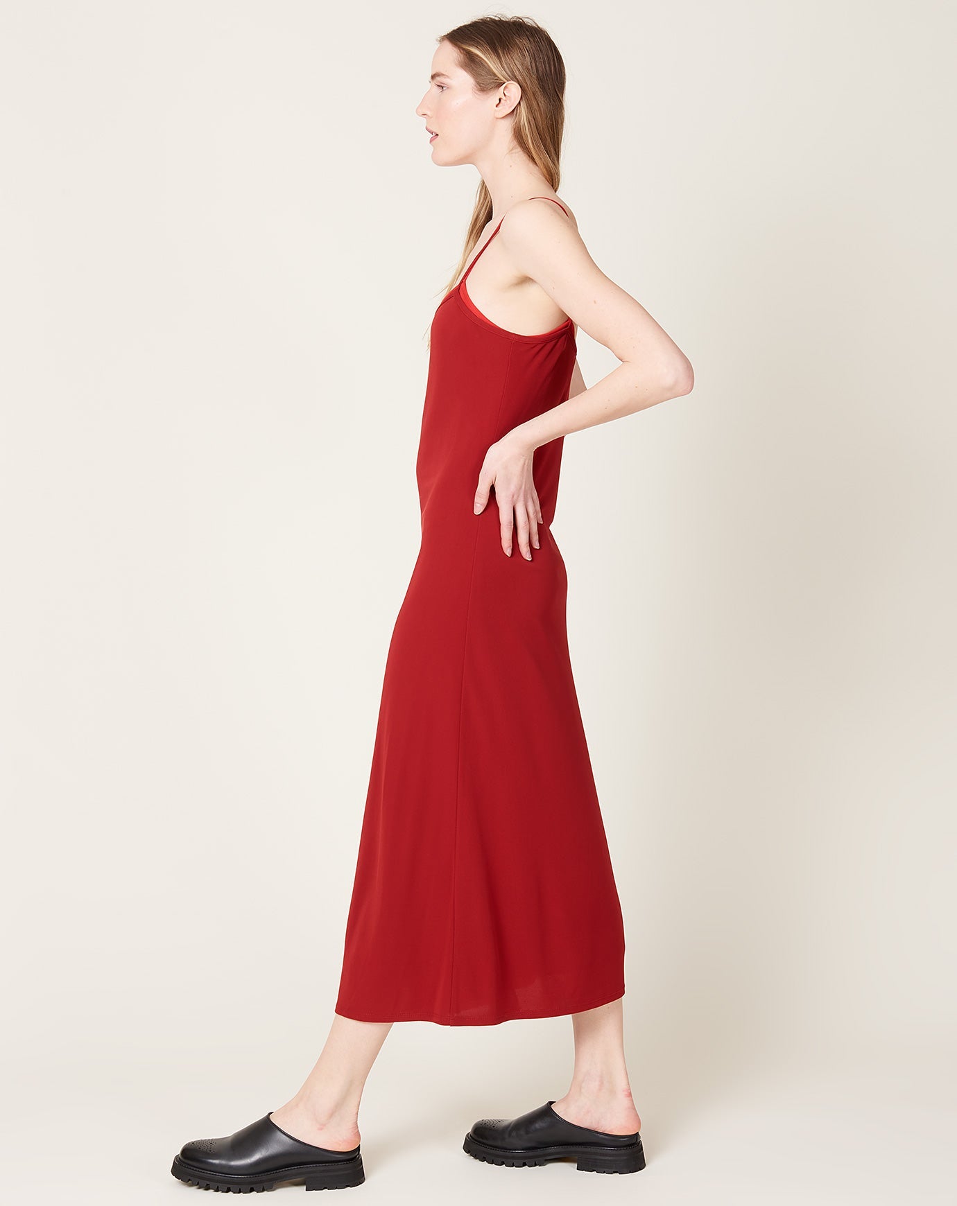 6397 Double Layer Slip Dress in Brick