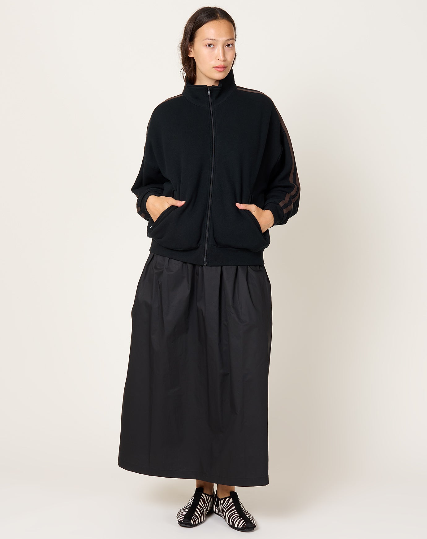 6397 Fleecy Track Zip Up in Black