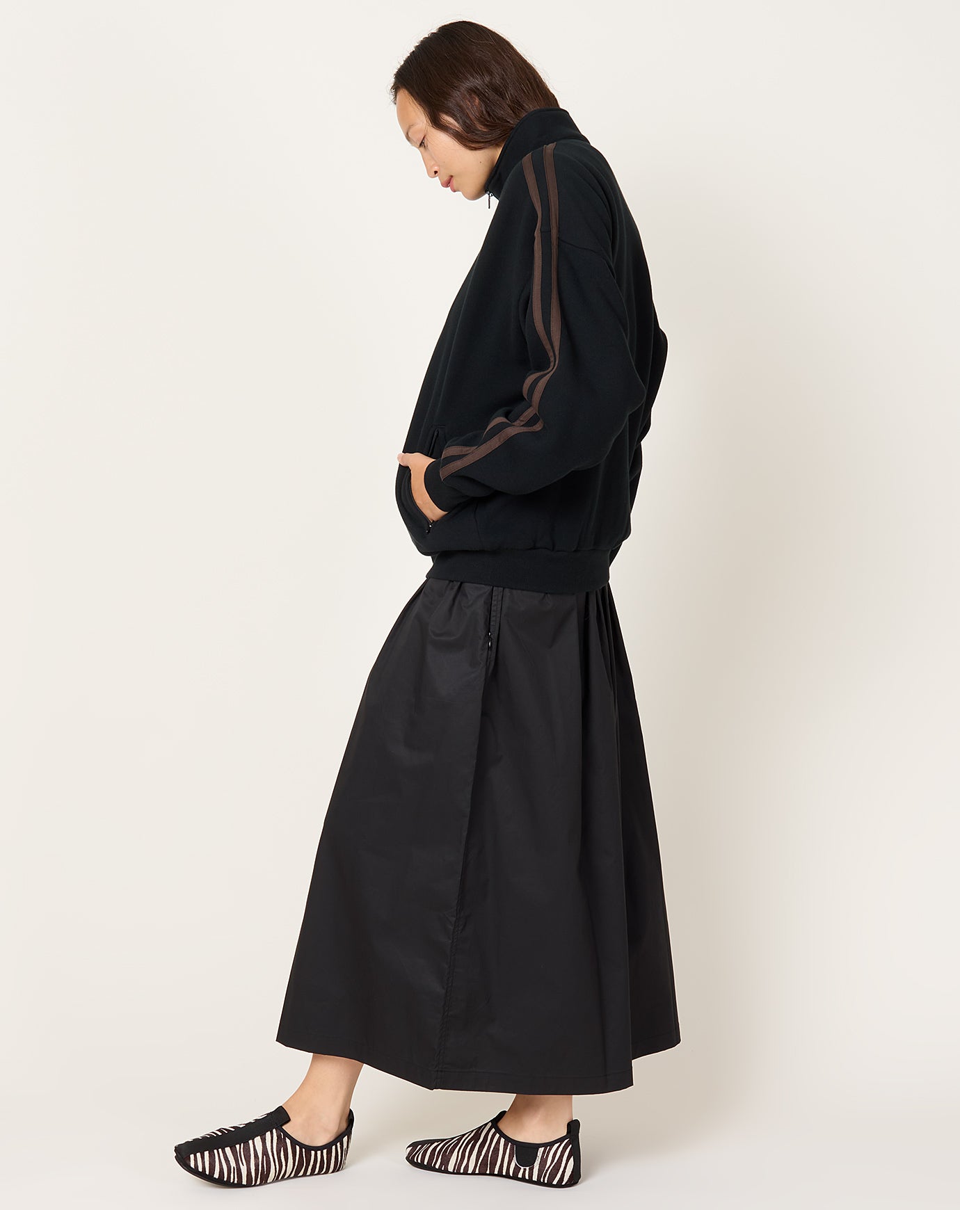 6397 Fleecy Track Zip Up in Black